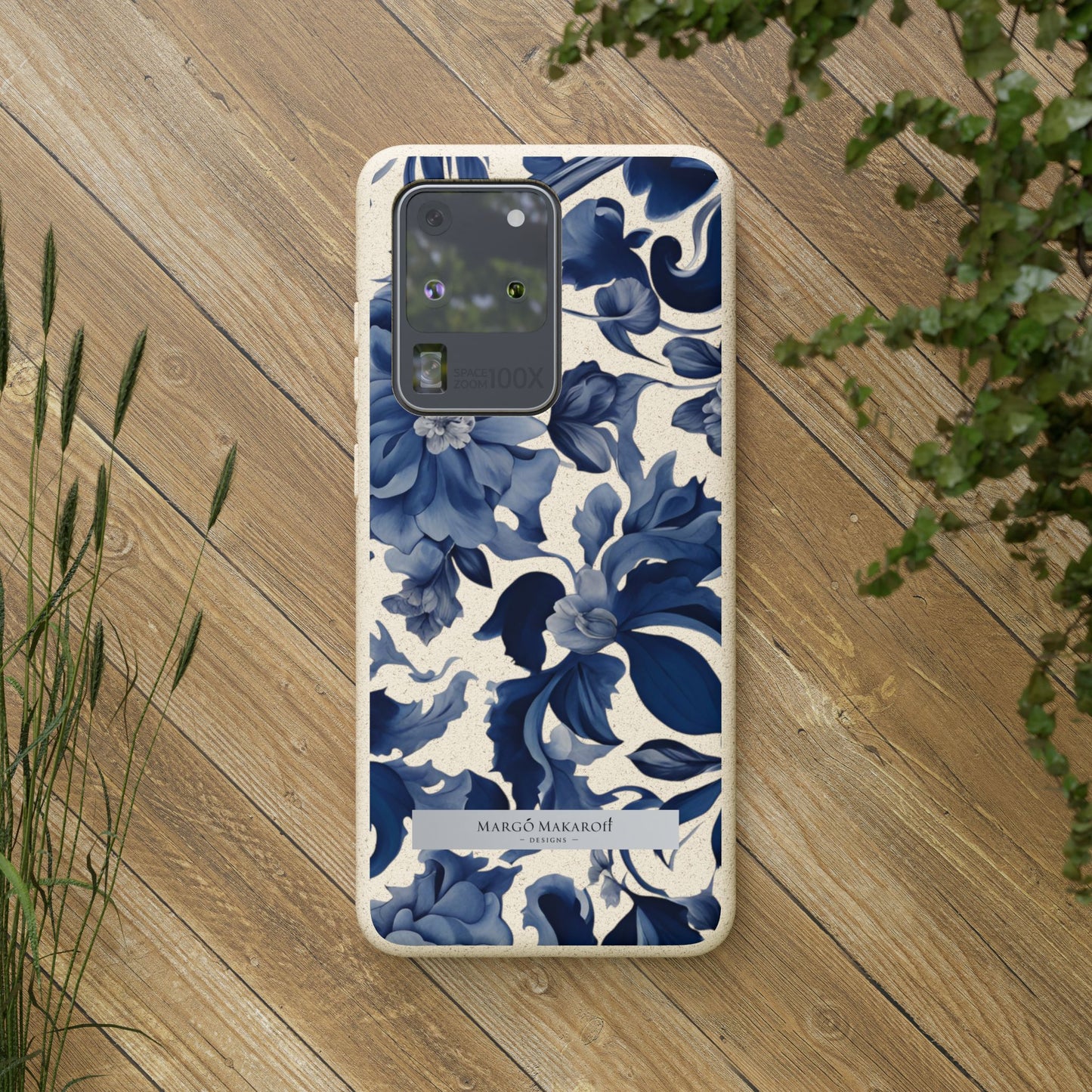Blue Majolica Collection Biodegradable Phone Case - Eco-Friendly Style for Nature Lovers with Personalization by Margo Makaroff