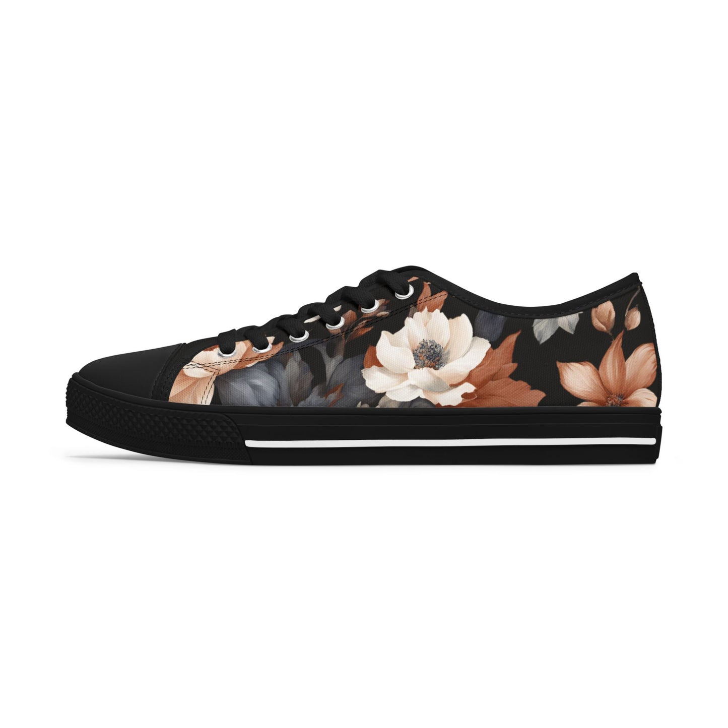 Floral Women's Sneakers - Monochrome Design by Margo Makaroff - Personalization Available