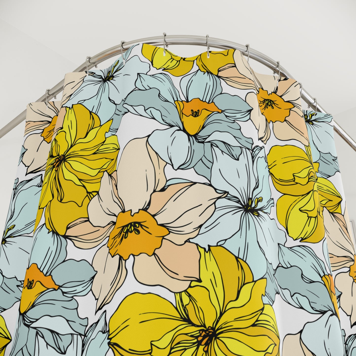 Elegant Floral Shower Curtain - Pastel Floral Pattern for Stylish Bathrooms with personalization by Margo Makaroff