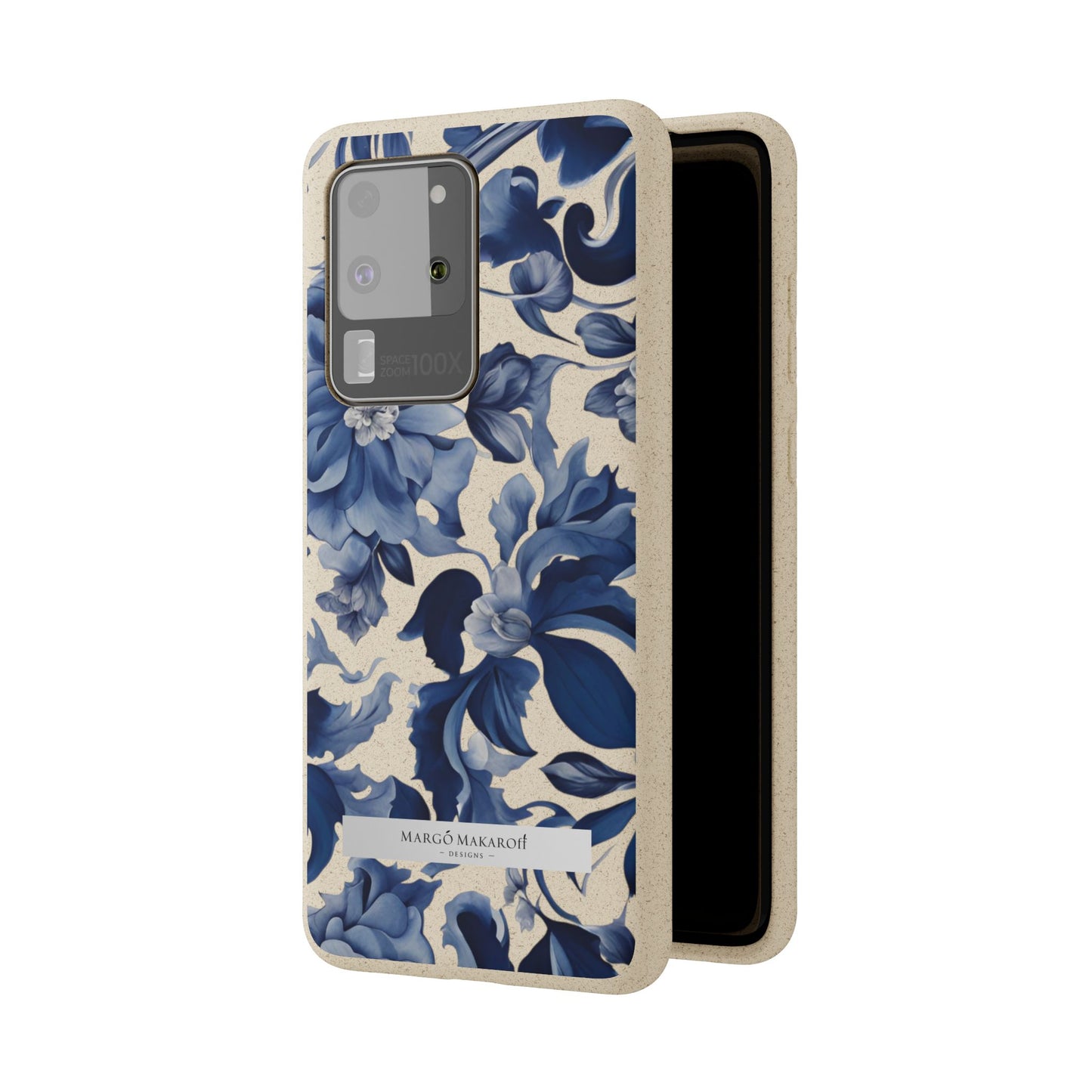 Blue Majolica Collection Biodegradable Phone Case - Eco-Friendly Style for Nature Lovers with Personalization by Margo Makaroff