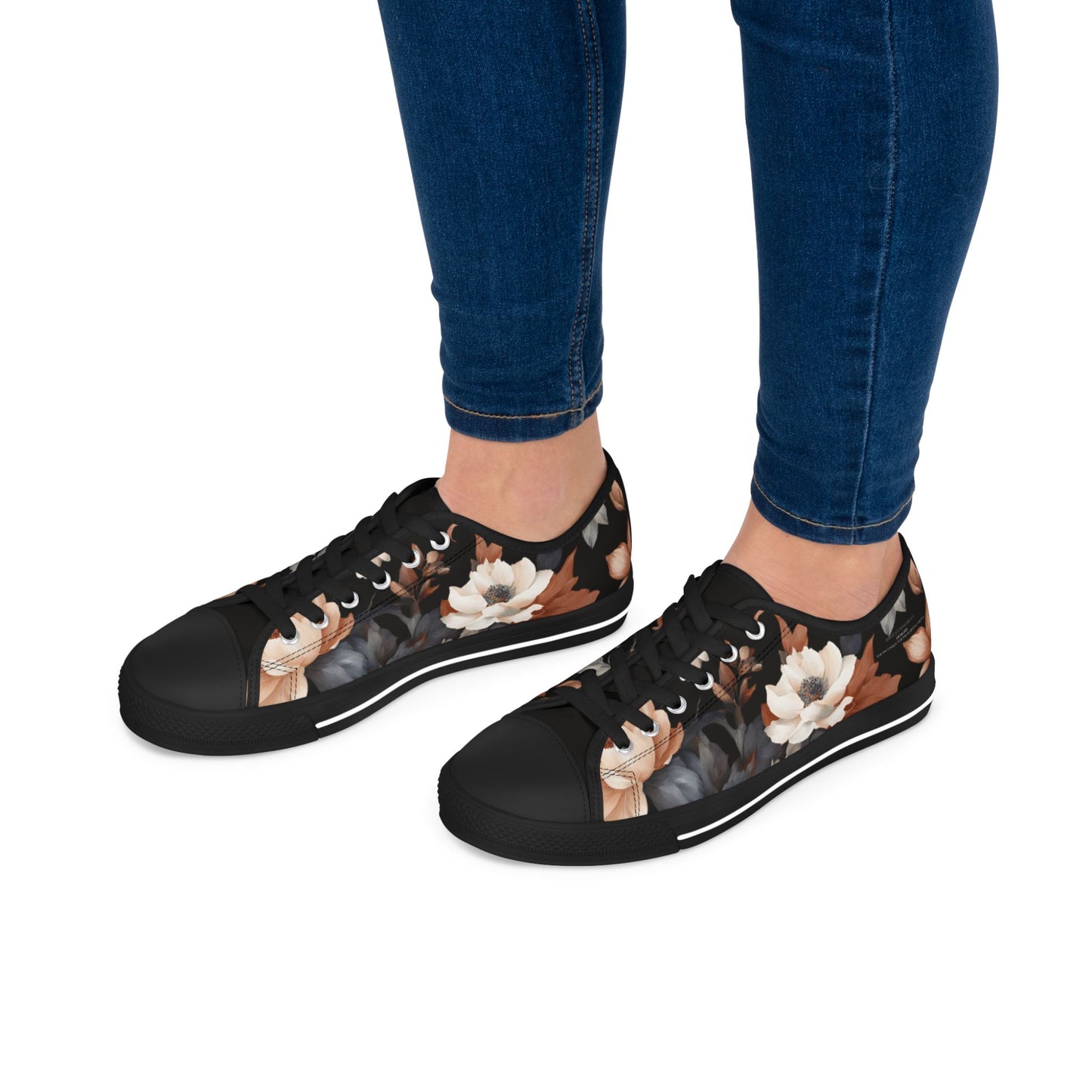 Floral Women's Sneakers - Monochrome Design by Margo Makaroff - Personalization Available
