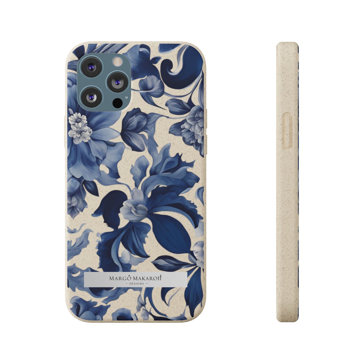 Blue Majolica Collection Biodegradable Phone Case - Eco-Friendly Style for Nature Lovers with Personalization by Margo Makaroff
