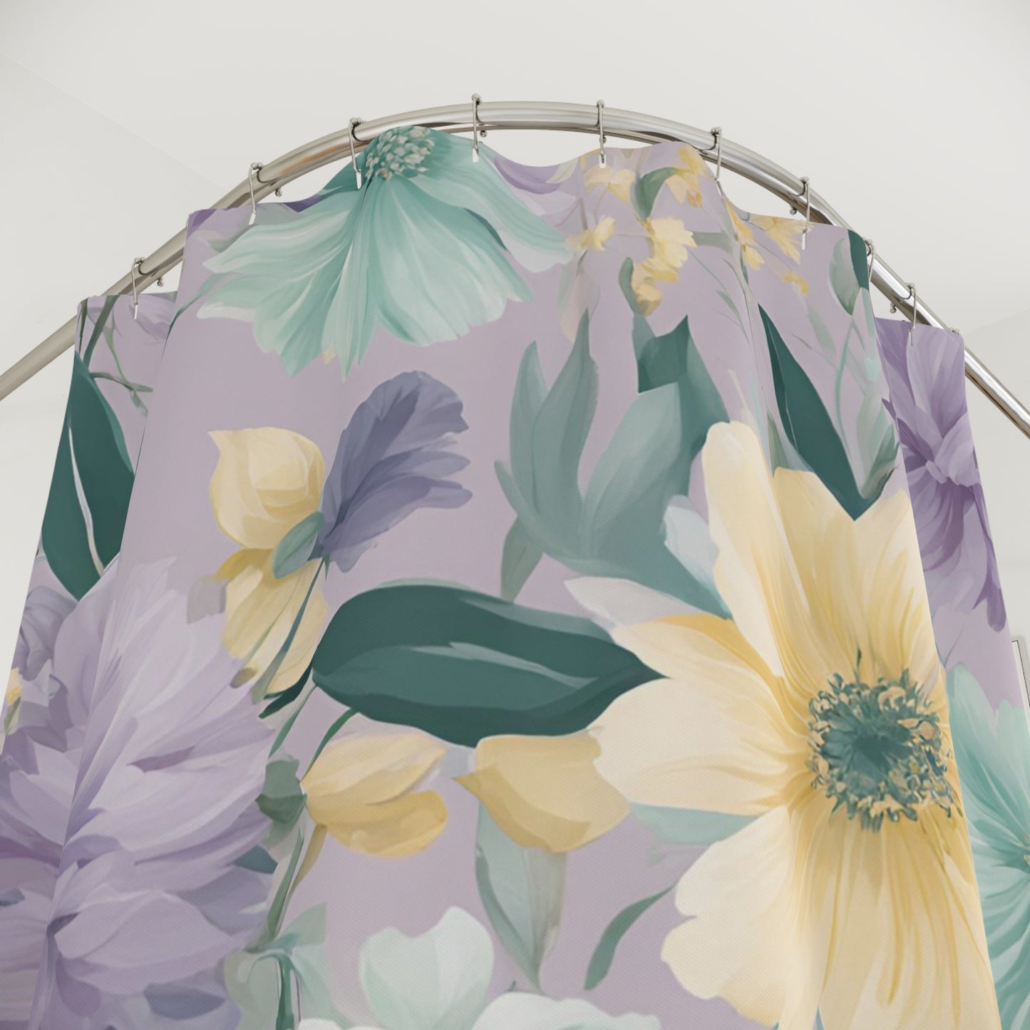 Elegant Floral Shower Curtain - Pastel Floral Pattern for Stylish Bathrooms with Personalization by Margo Makaroff