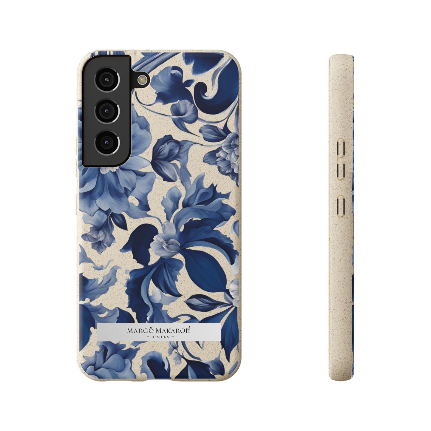 Blue Majolica Collection Biodegradable Phone Case - Eco-Friendly Style for Nature Lovers with Personalization by Margo Makaroff