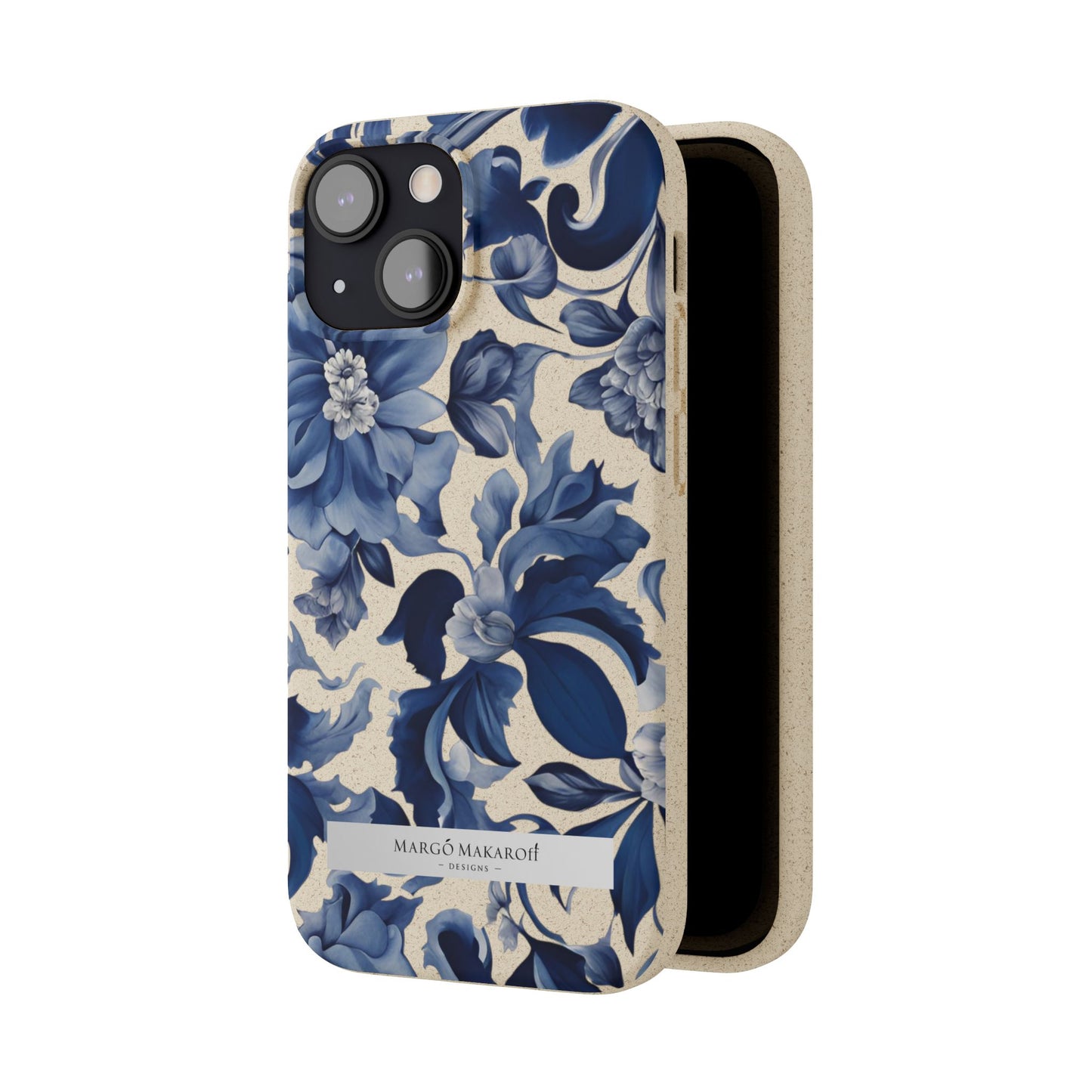 Blue Majolica Collection Biodegradable Phone Case - Eco-Friendly Style for Nature Lovers with Personalization by Margo Makaroff