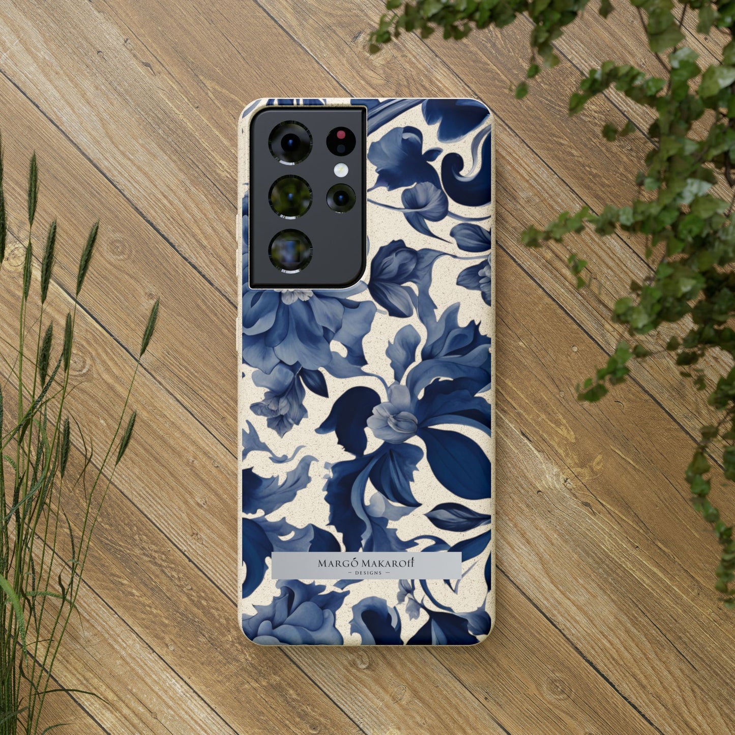 Blue Majolica Collection Biodegradable Phone Case - Eco-Friendly Style for Nature Lovers with Personalization by Margo Makaroff