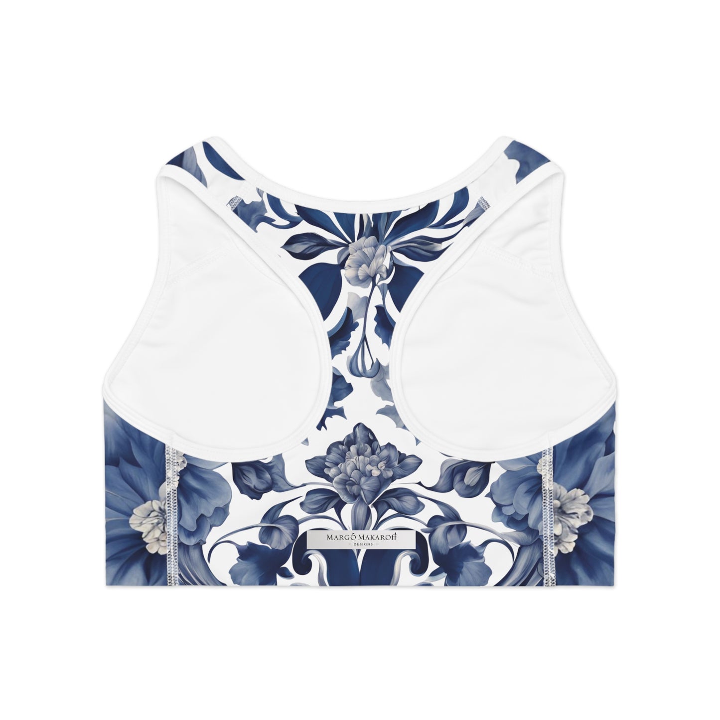Blue Majolica Sports Bra by Margo Makaroff with Personalization