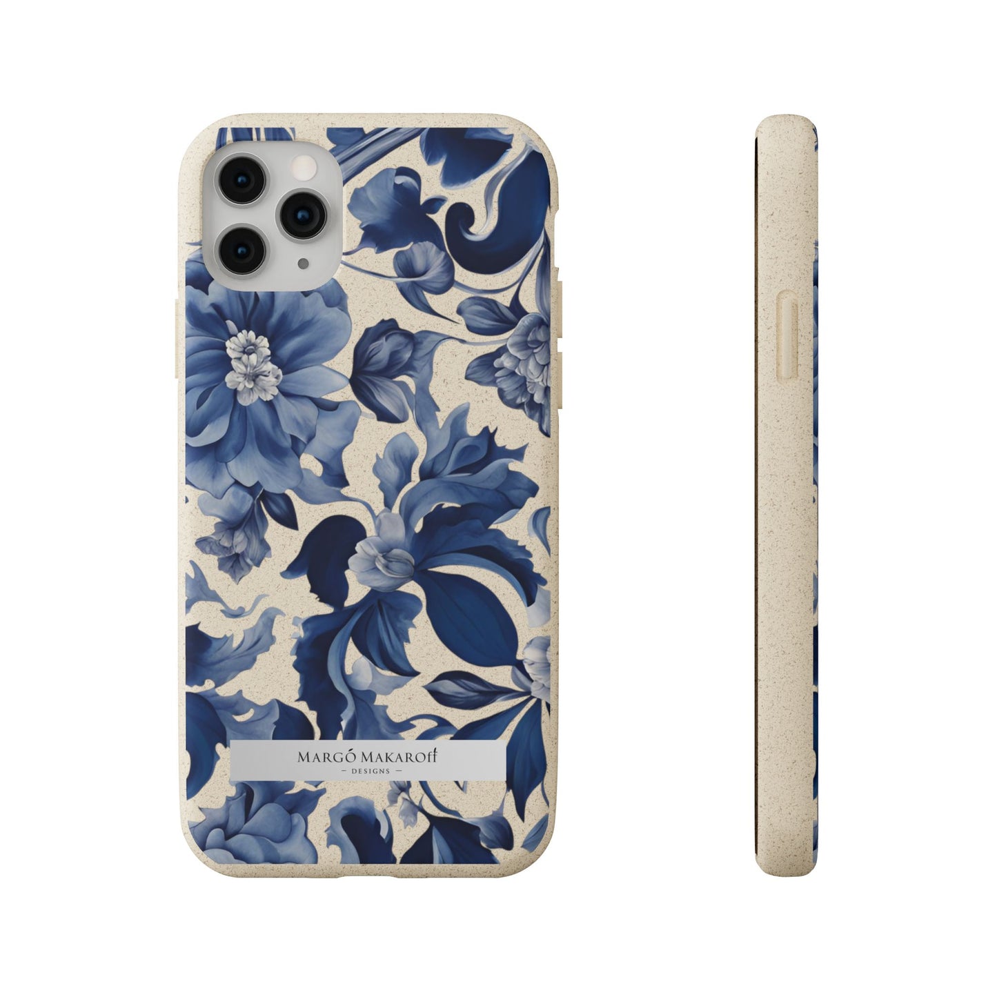 Blue Majolica Collection Biodegradable Phone Case - Eco-Friendly Style for Nature Lovers with Personalization by Margo Makaroff