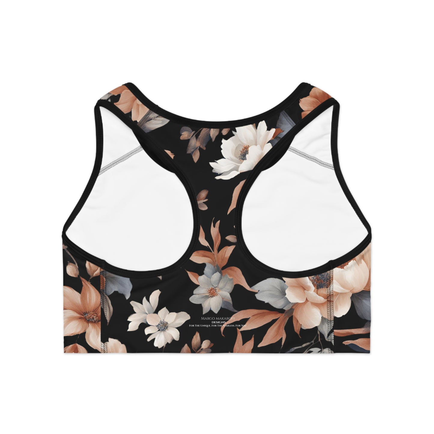 Floral Collection Sports Bra for Stylish Workouts by Margo Makaroff - Personalization Available