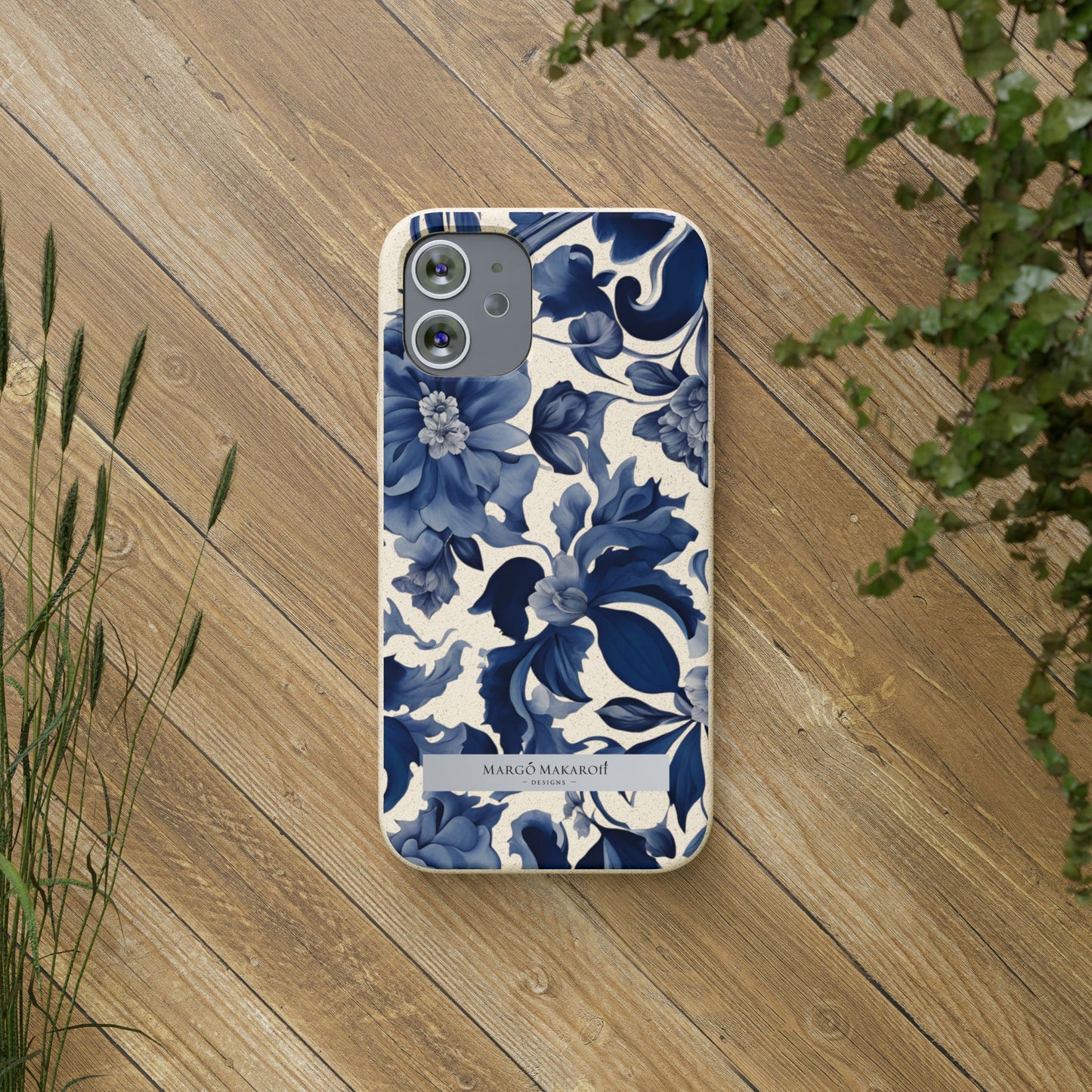 Blue Majolica Collection Biodegradable Phone Case - Eco-Friendly Style for Nature Lovers with Personalization by Margo Makaroff