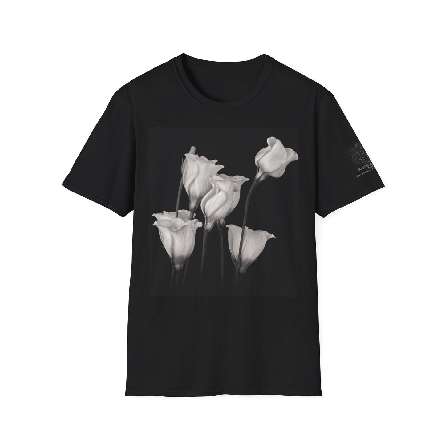 Elegant Floral Unisex T-Shirt - Monochrome Collection - Margo Makaroff - Personalization Available