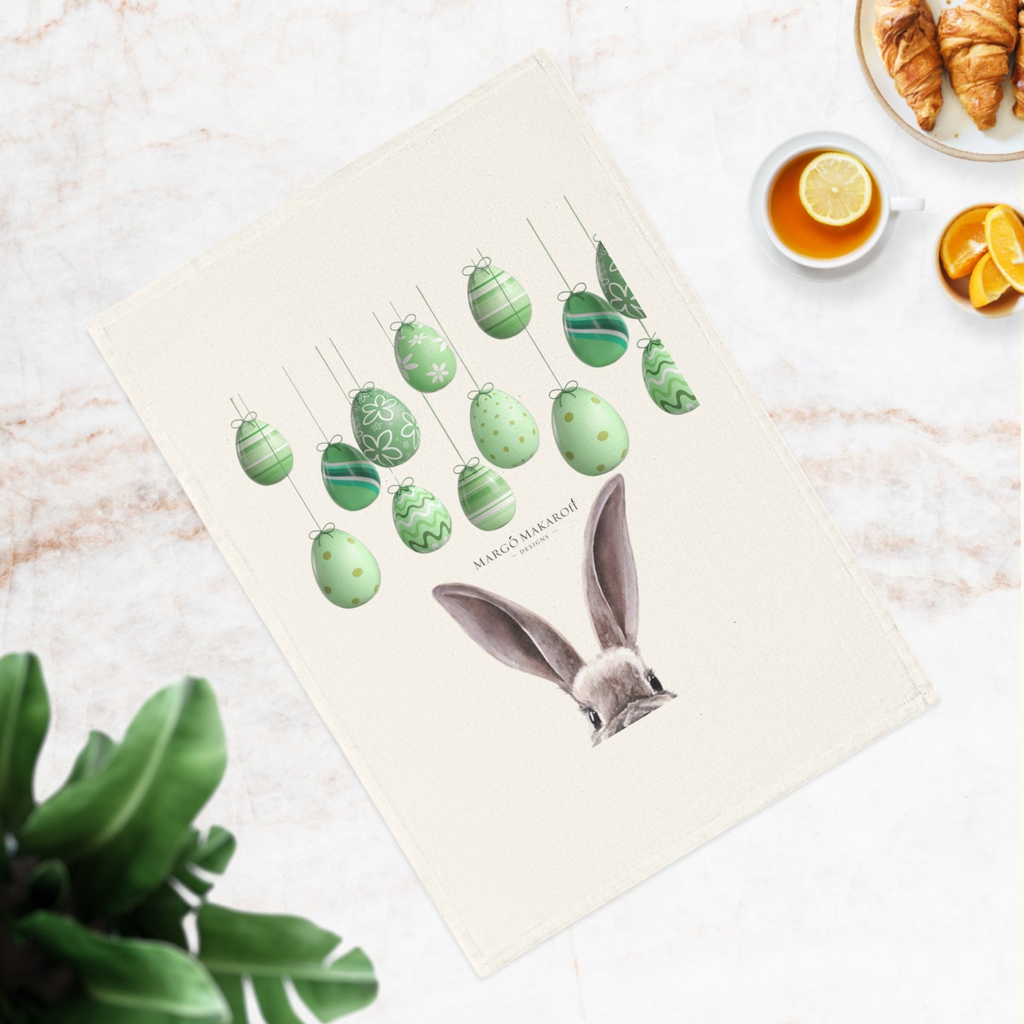 Cute Rabbit Cotton Tea Towel - Perfect for Easter and Spring Decor with Personalization by Margo Makaroff