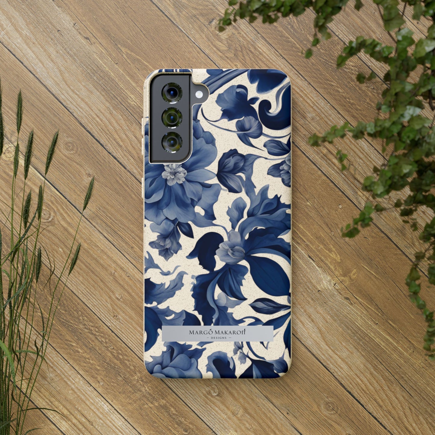 Blue Majolica Collection Biodegradable Phone Case - Eco-Friendly Style for Nature Lovers with Personalization by Margo Makaroff