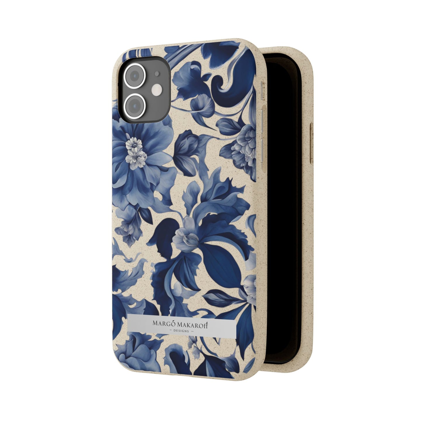 Blue Majolica Collection Biodegradable Phone Case - Eco-Friendly Style for Nature Lovers with Personalization by Margo Makaroff