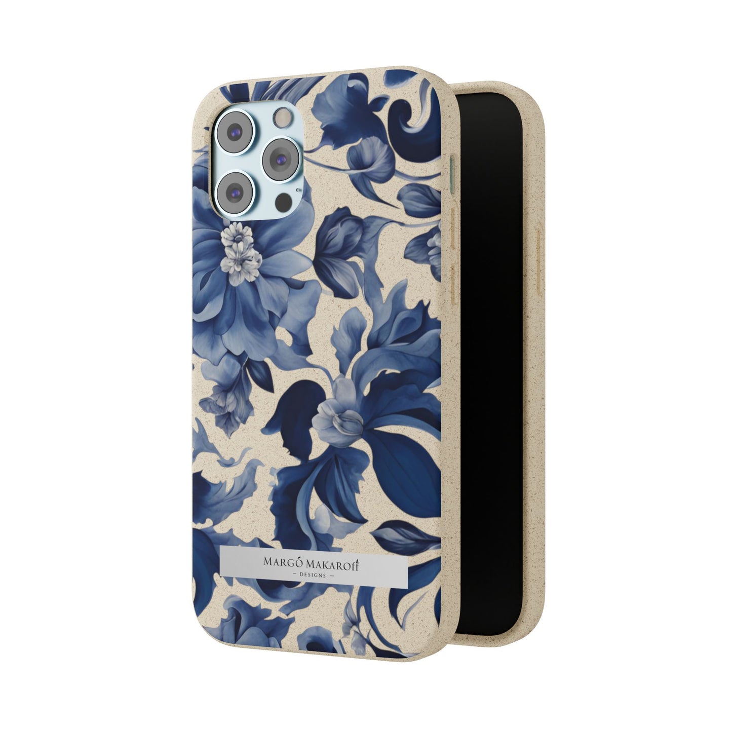 Blue Majolica Collection Biodegradable Phone Case - Eco-Friendly Style for Nature Lovers with Personalization by Margo Makaroff