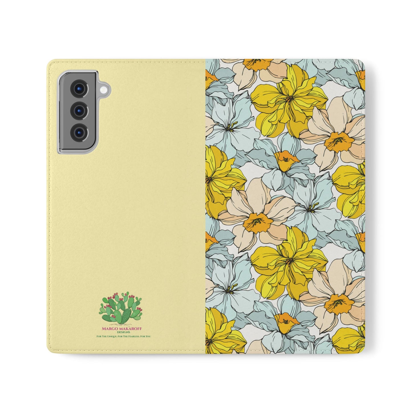 Floral with Pastel Yellow Wallet Case for iPhone & Android – Margo Makroff - Personalization Available