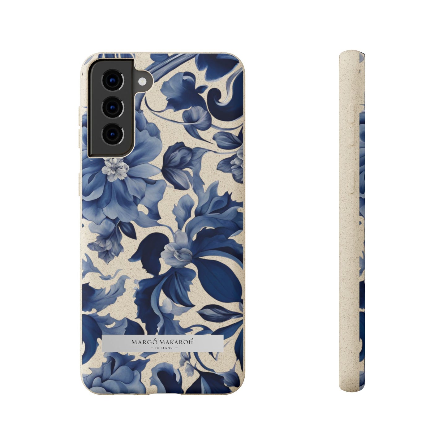 Blue Majolica Collection Biodegradable Phone Case - Eco-Friendly Style for Nature Lovers with Personalization by Margo Makaroff