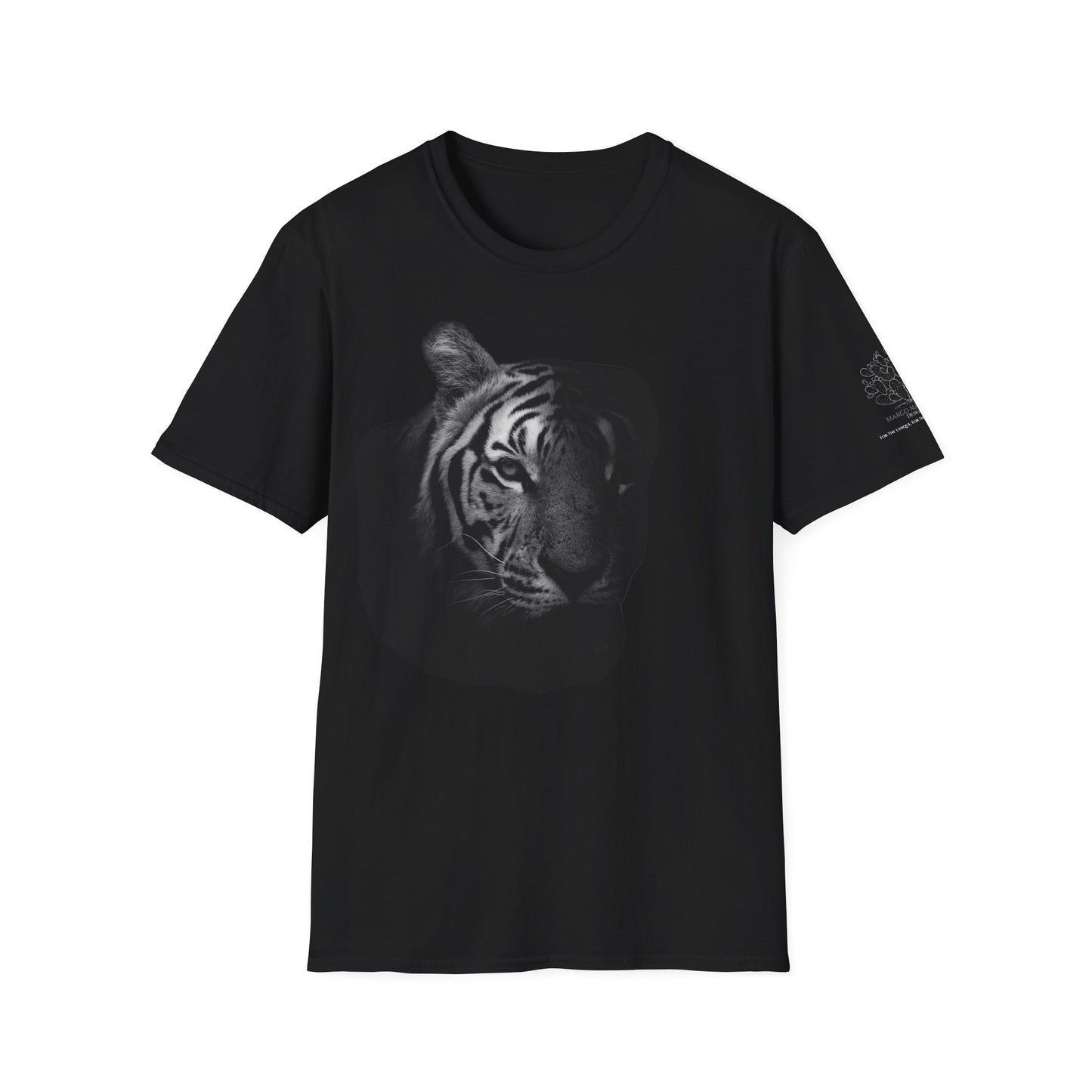 Monochrome Tiger Head Unisex T-Shirt by Margo Makaroff Design