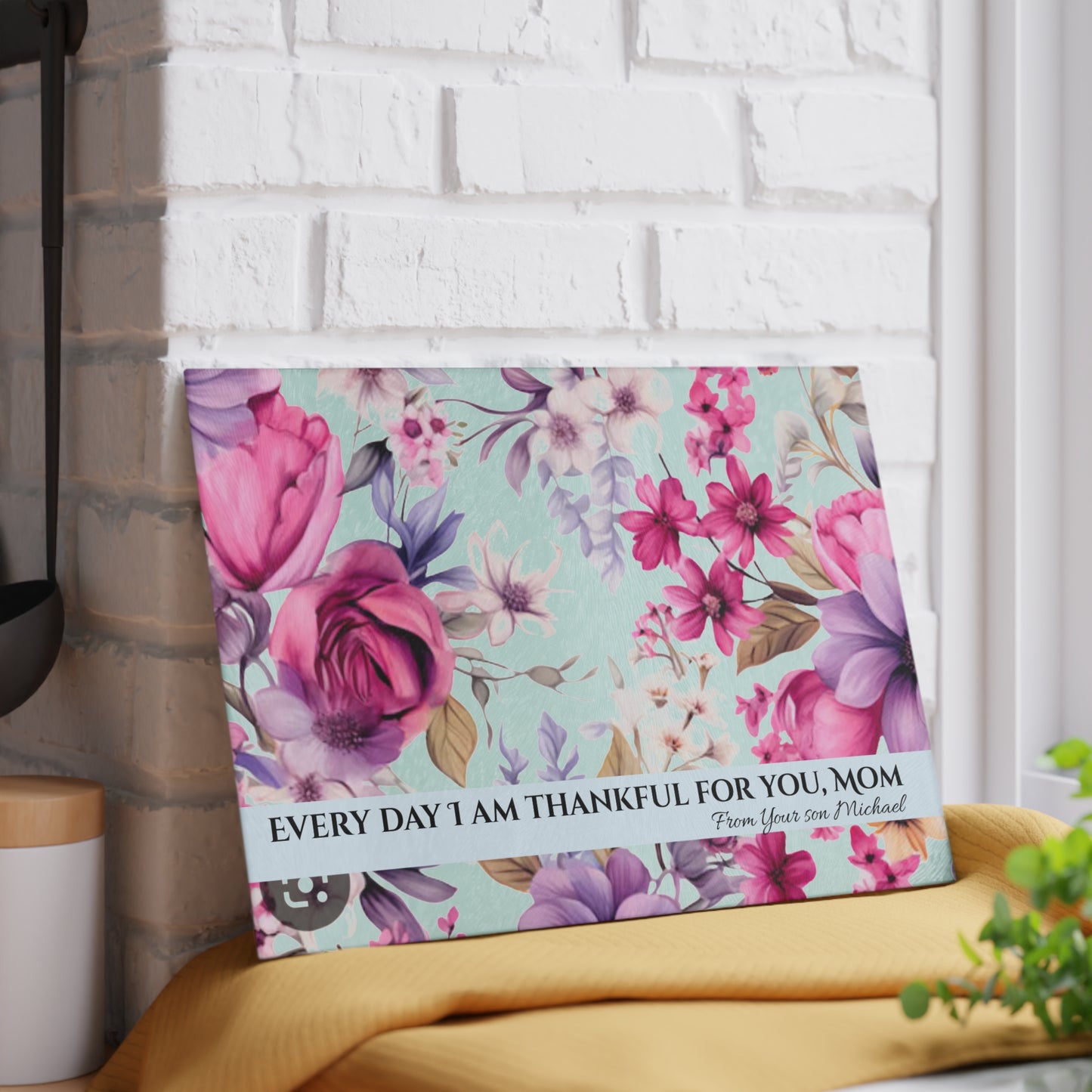 Floral Cutting Board for Mom - Meaningful Gift - Margo Makaroff - With Personalization