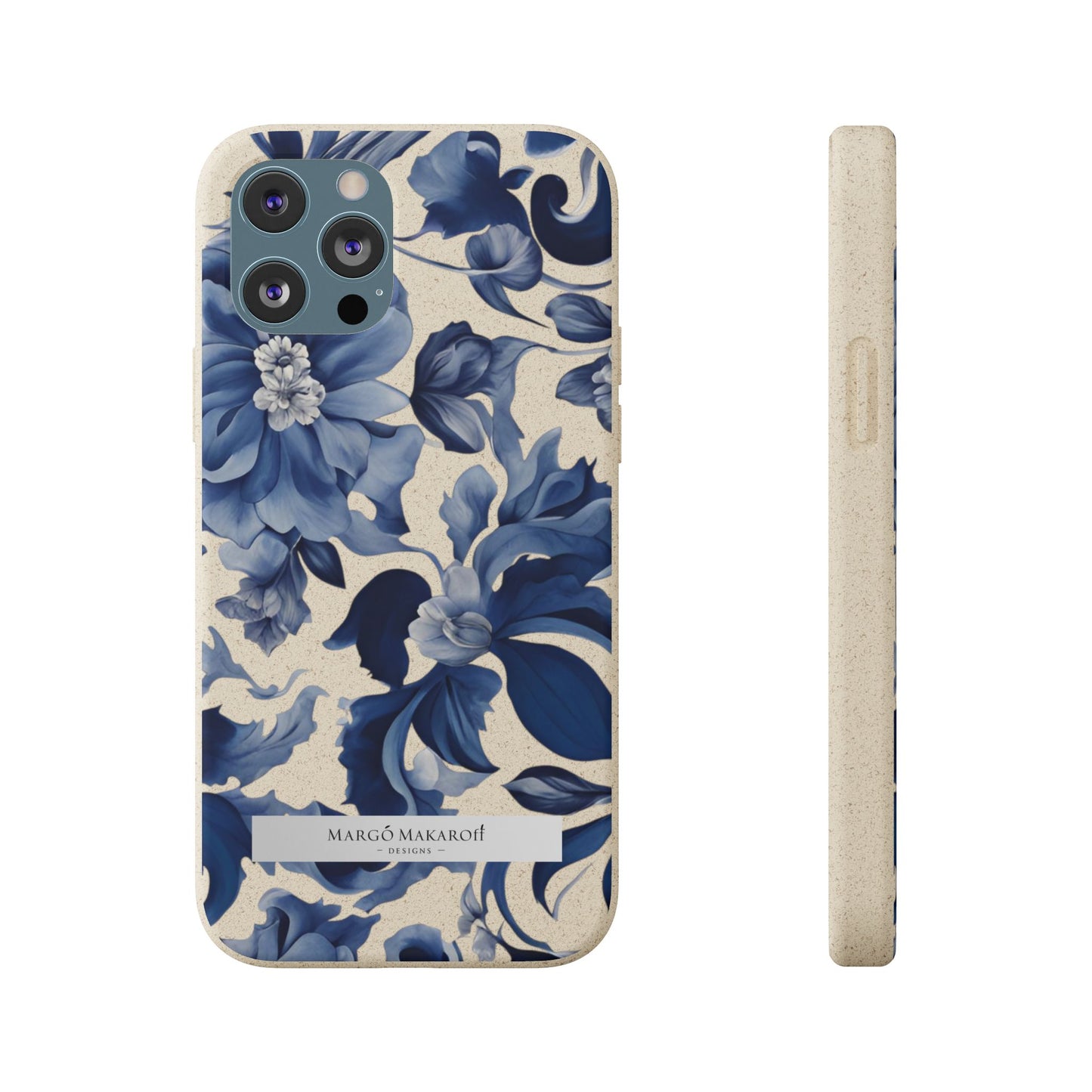 Blue Majolica Collection Biodegradable Phone Case - Eco-Friendly Style for Nature Lovers with Personalization by Margo Makaroff