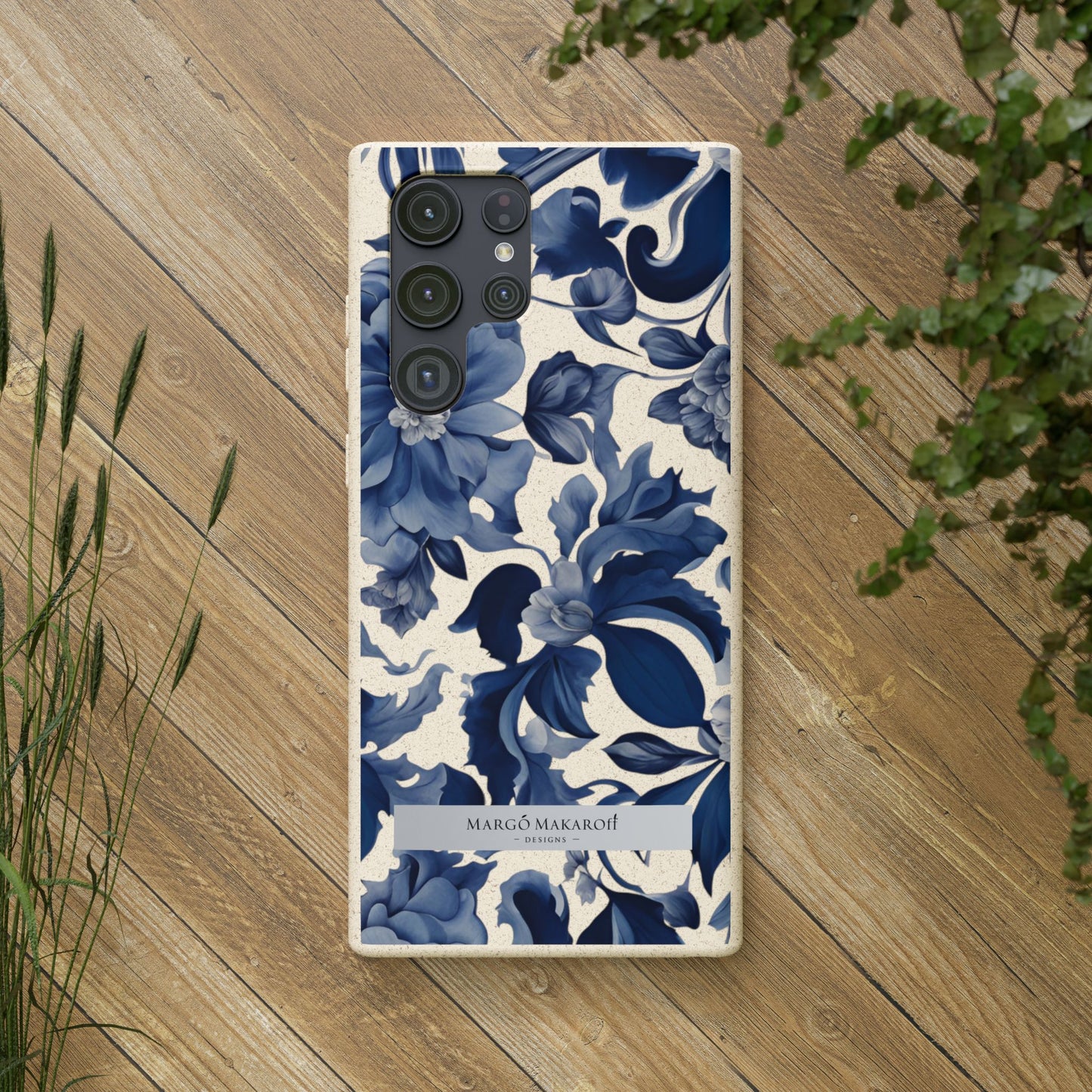 Blue Majolica Collection Biodegradable Phone Case - Eco-Friendly Style for Nature Lovers with Personalization by Margo Makaroff