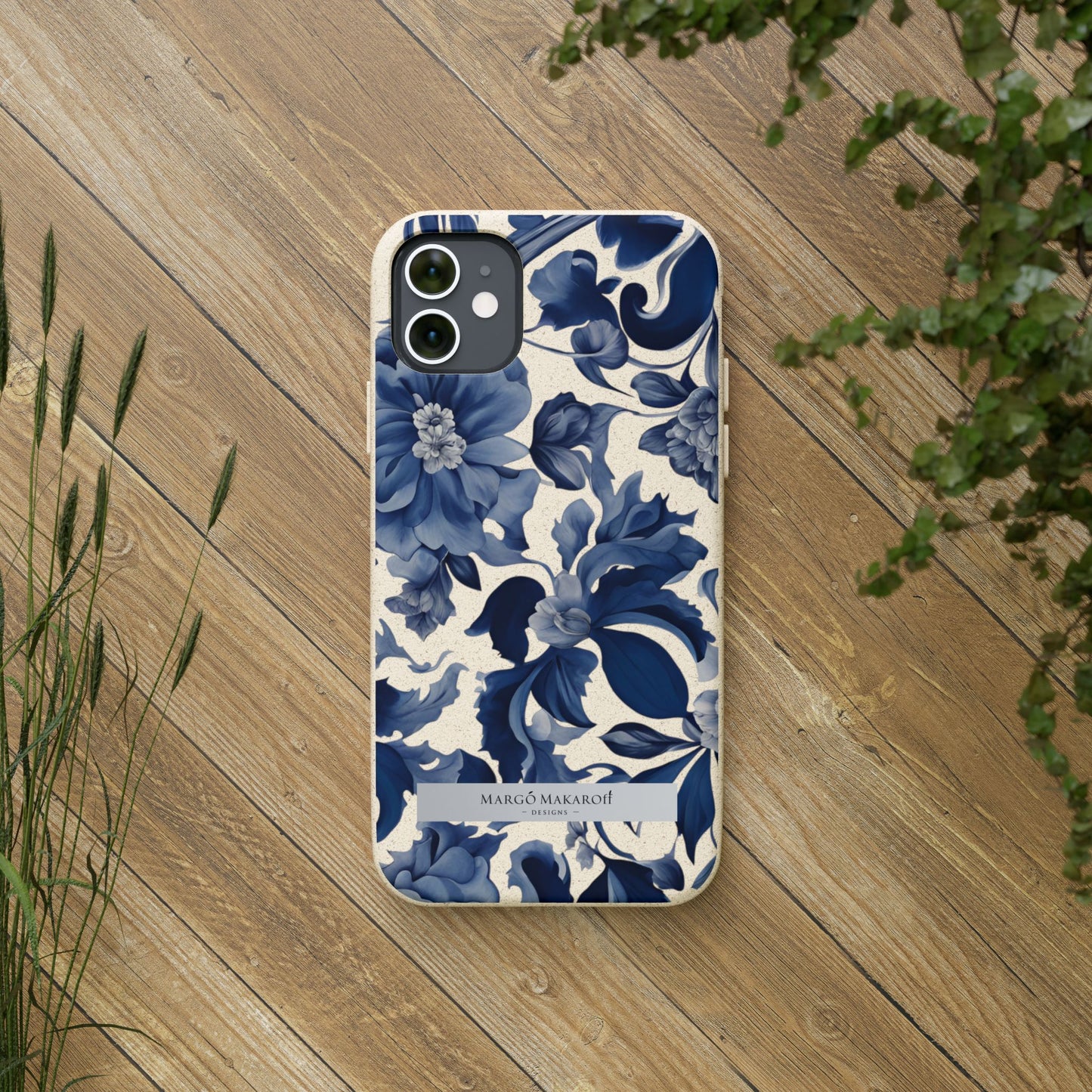 Blue Majolica Collection Biodegradable Phone Case - Eco-Friendly Style for Nature Lovers with Personalization by Margo Makaroff