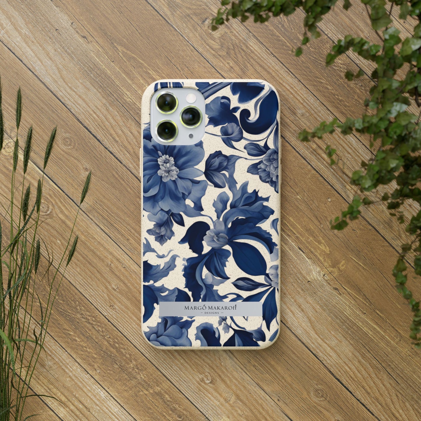 Blue Majolica Collection Biodegradable Phone Case - Eco-Friendly Style for Nature Lovers with Personalization by Margo Makaroff