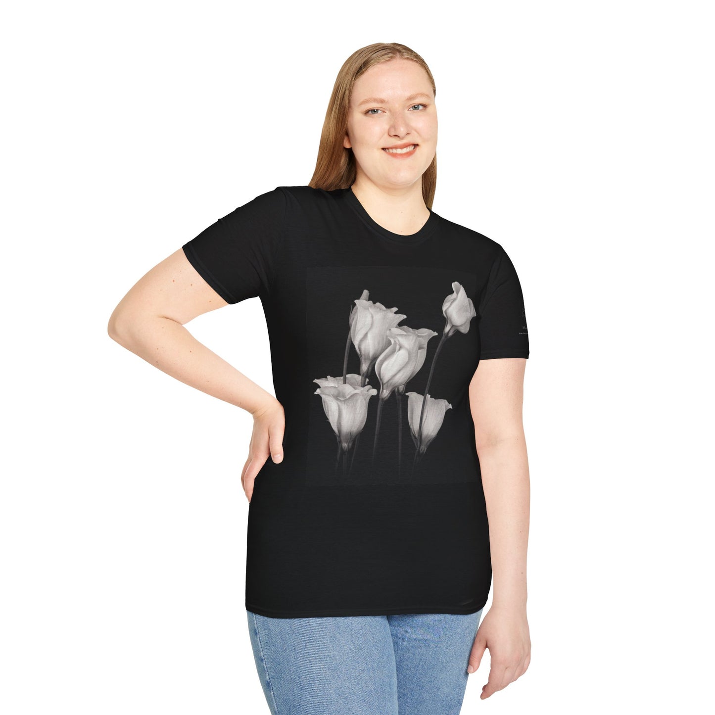 Elegant Floral Unisex T-Shirt - Monochrome Collection - Margo Makaroff - Personalization Available