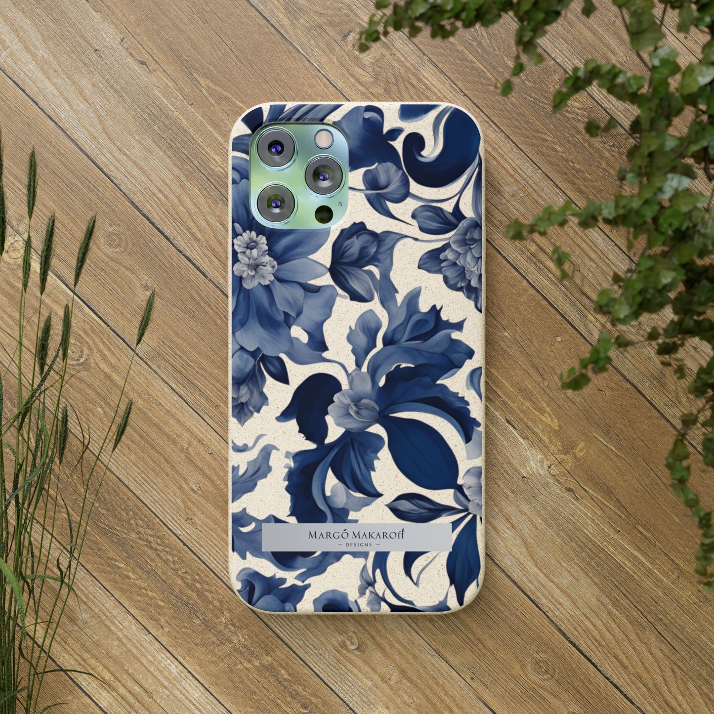 Blue Majolica Collection Biodegradable Phone Case - Eco-Friendly Style for Nature Lovers with Personalization by Margo Makaroff