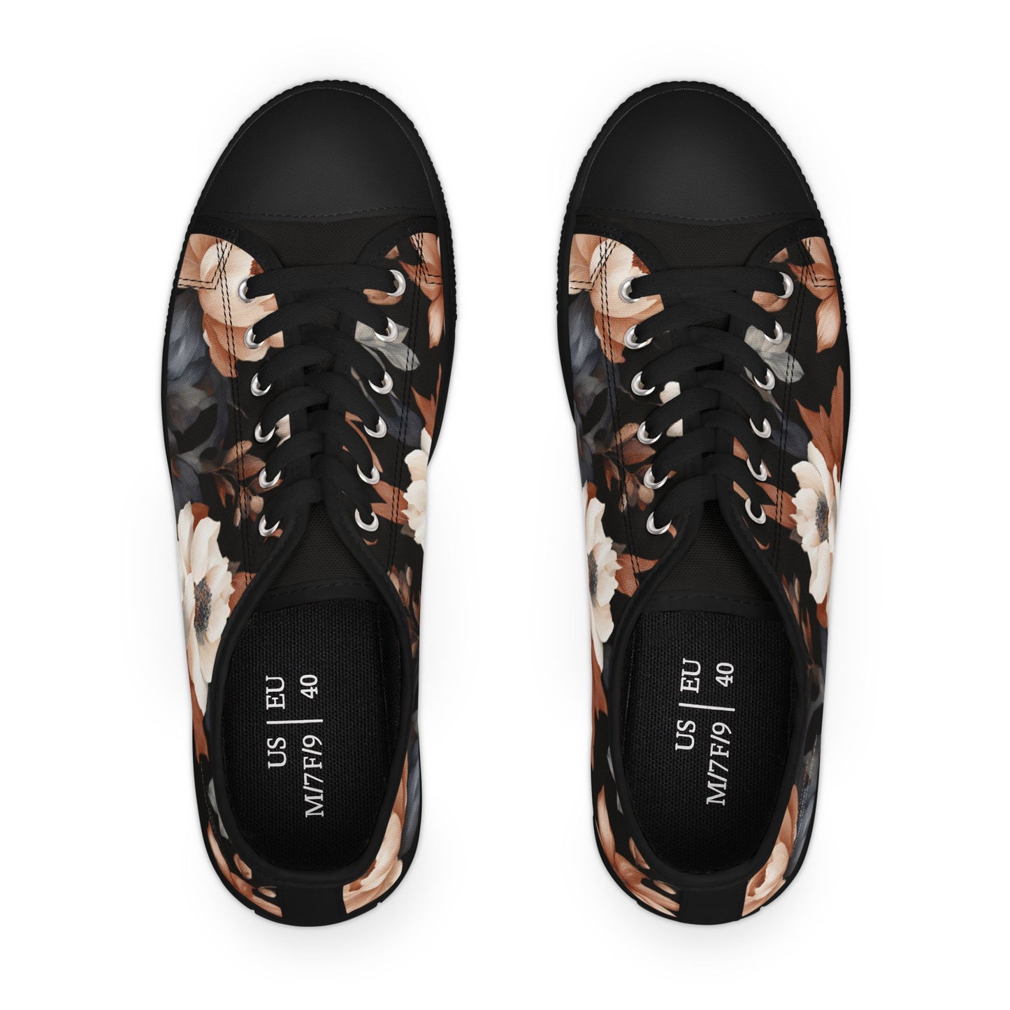Floral Women's Sneakers - Monochrome Design by Margo Makaroff - Personalization Available