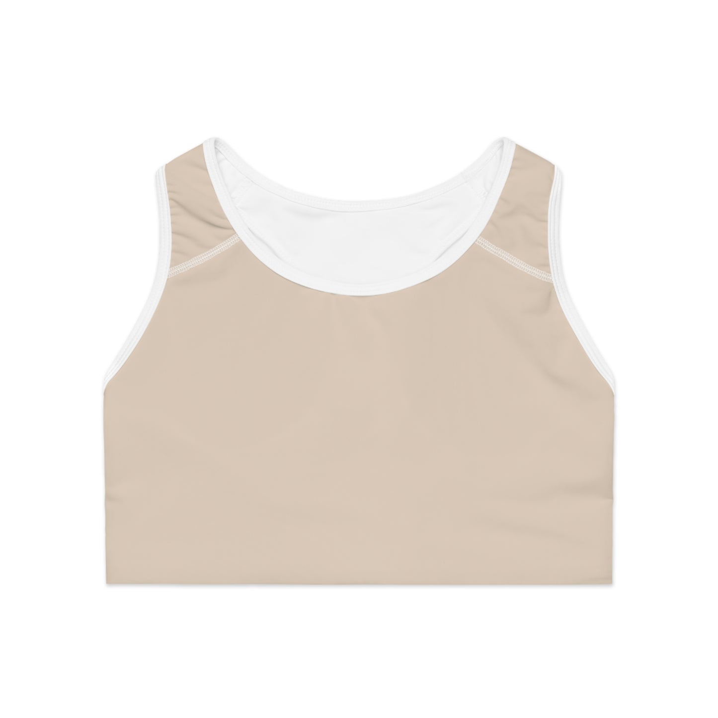 Pastel Beige Minimalistic Sports Bra for Stylish Workouts by Margo Makaroff