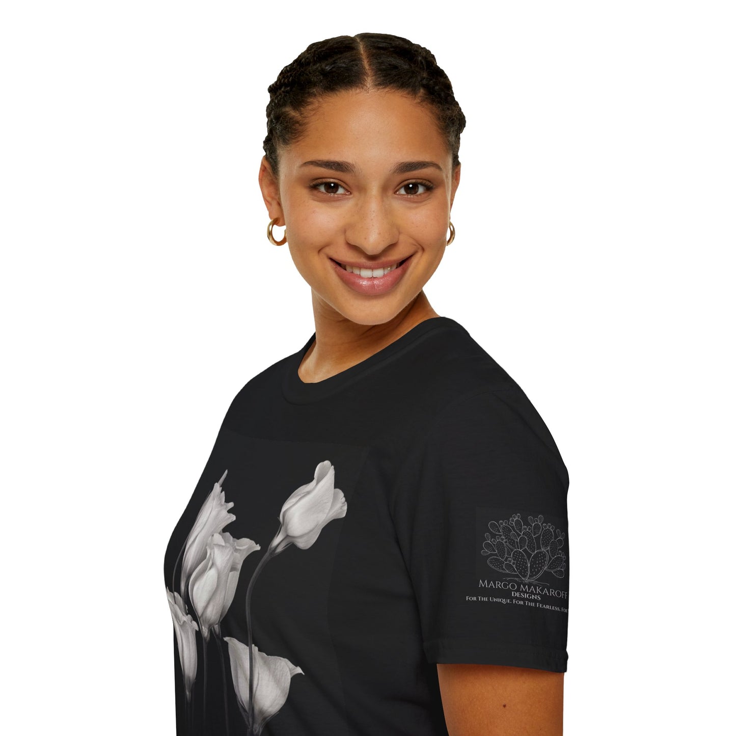 Elegant Floral Unisex T-Shirt - Monochrome Collection - Margo Makaroff - Personalization Available