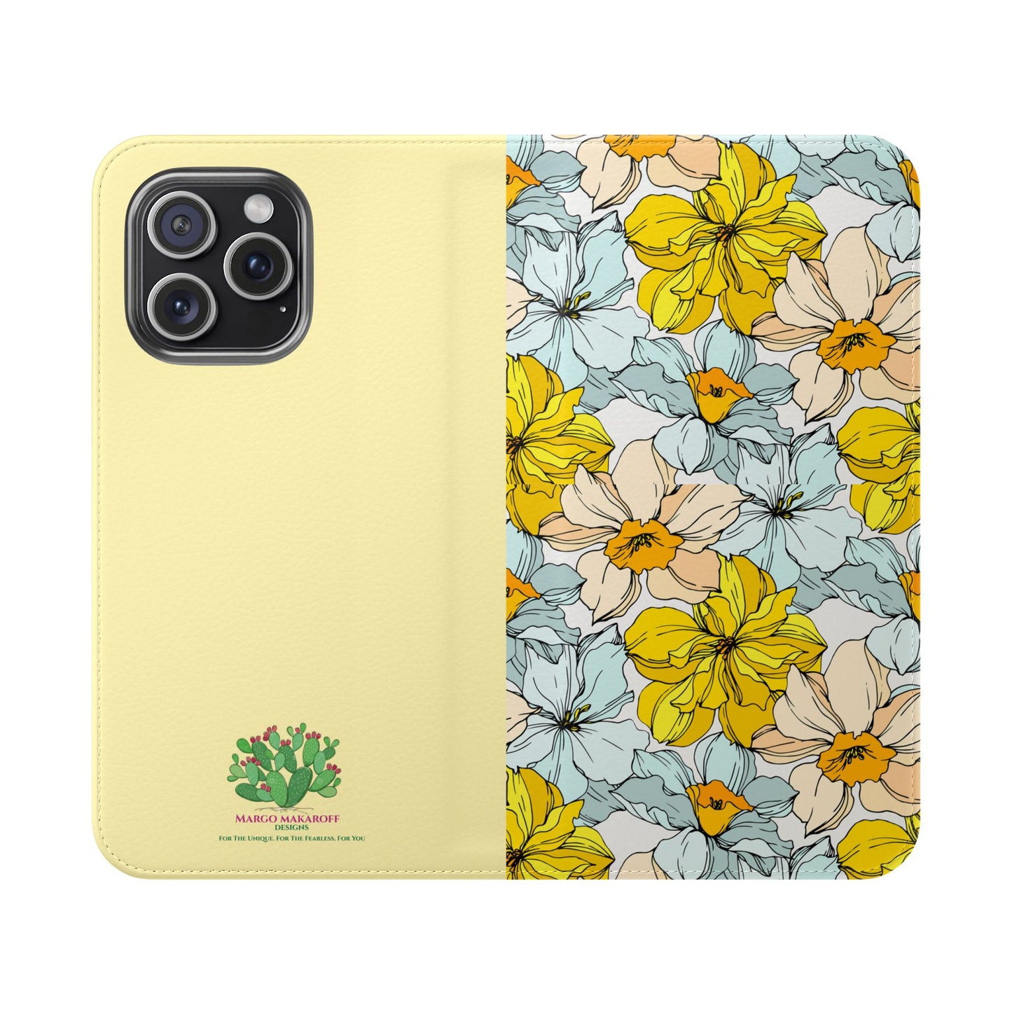 Floral with Pastel Yellow Wallet Case for iPhone & Android – Margo Makroff - Personalization Available