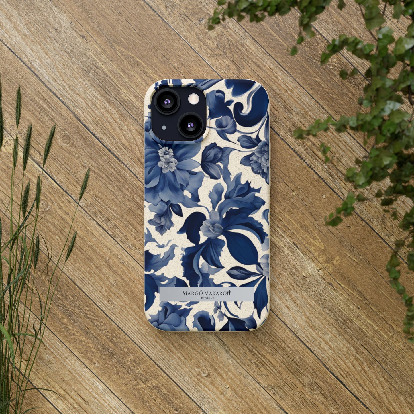 Blue Majolica Collection Biodegradable Phone Case - Eco-Friendly Style for Nature Lovers with Personalization by Margo Makaroff