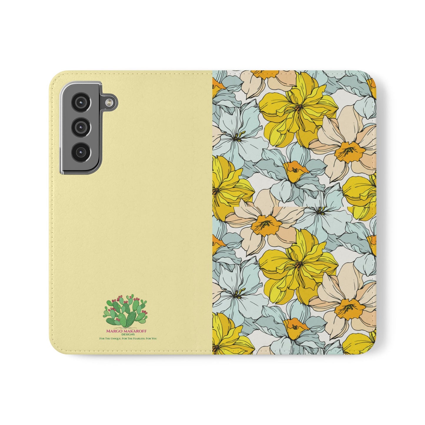 Floral with Pastel Yellow Wallet Case for iPhone & Android – Margo Makroff - Personalization Available