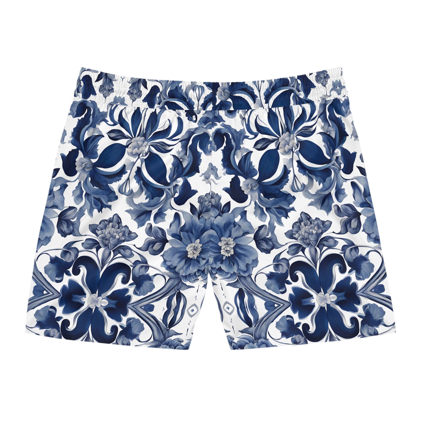 Blue Majolica Men's Mid-Length Swim Shorts - Margo Makaroff - Personalization Available