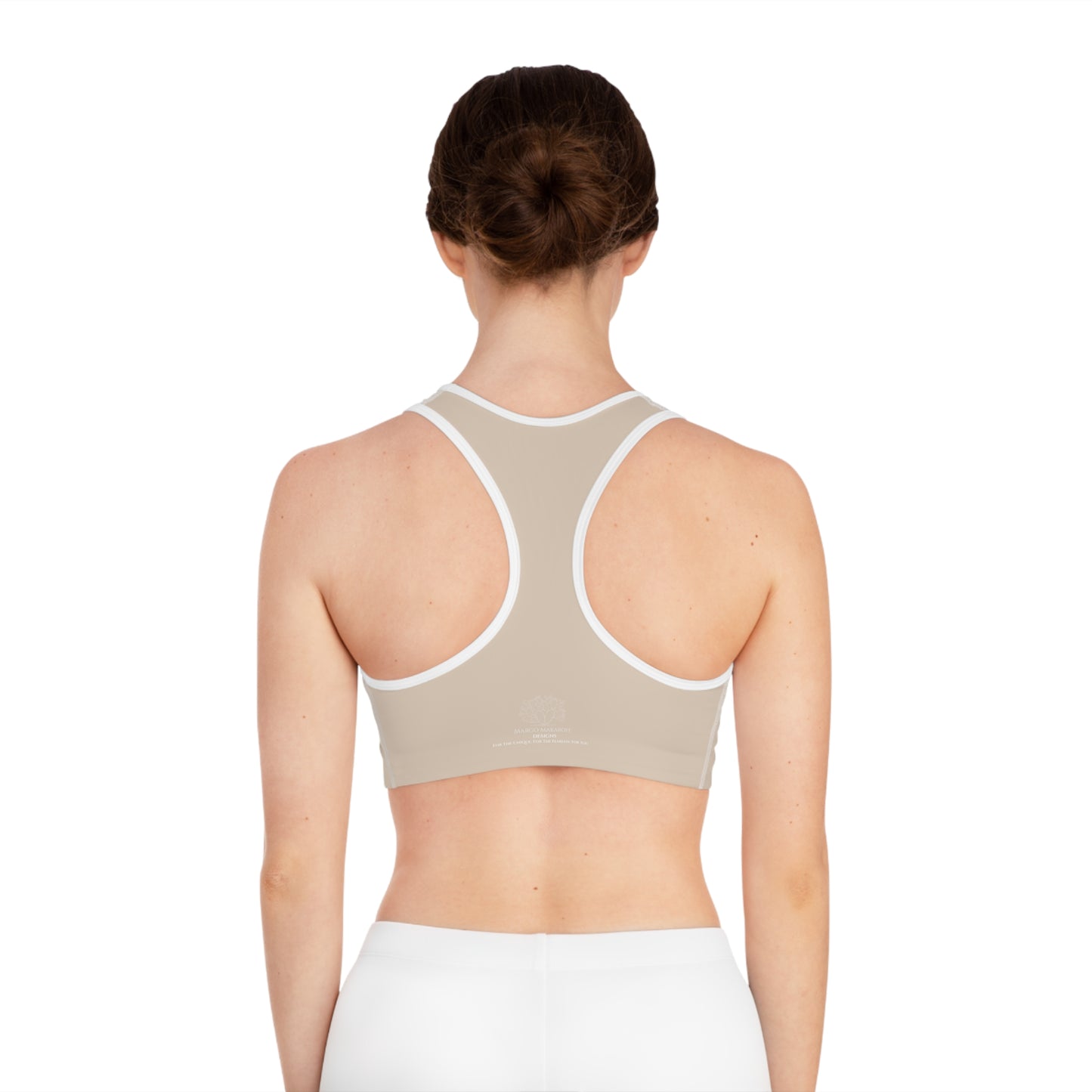 Pastel Beige Minimalistic Sports Bra for Stylish Workouts by Margo Makaroff