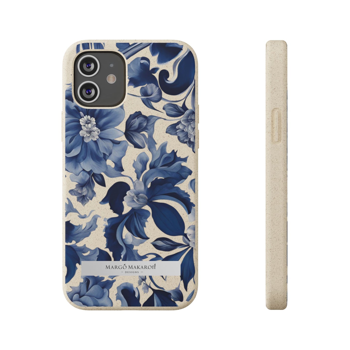 Blue Majolica Collection Biodegradable Phone Case - Eco-Friendly Style for Nature Lovers with Personalization by Margo Makaroff