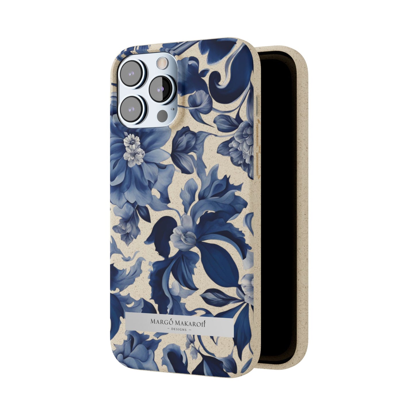 Blue Majolica Collection Biodegradable Phone Case - Eco-Friendly Style for Nature Lovers with Personalization by Margo Makaroff