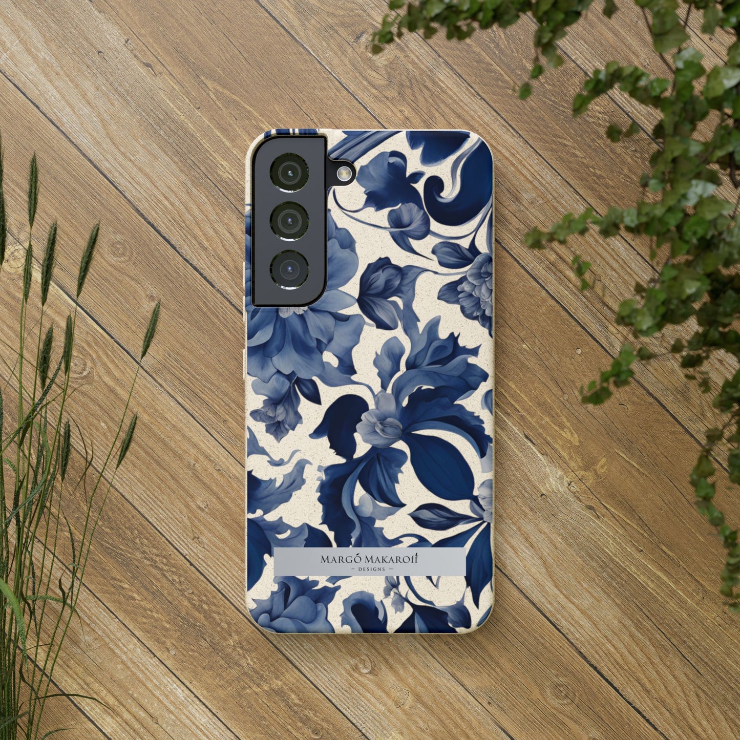Blue Majolica Collection Biodegradable Phone Case - Eco-Friendly Style for Nature Lovers with Personalization by Margo Makaroff