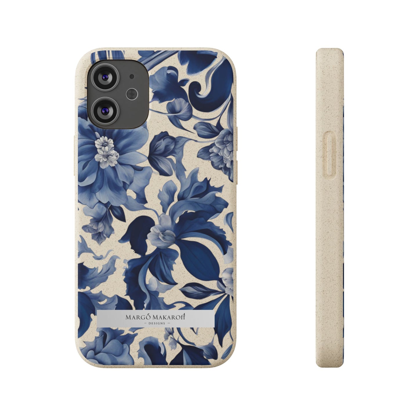 Blue Majolica Collection Biodegradable Phone Case - Eco-Friendly Style for Nature Lovers with Personalization by Margo Makaroff
