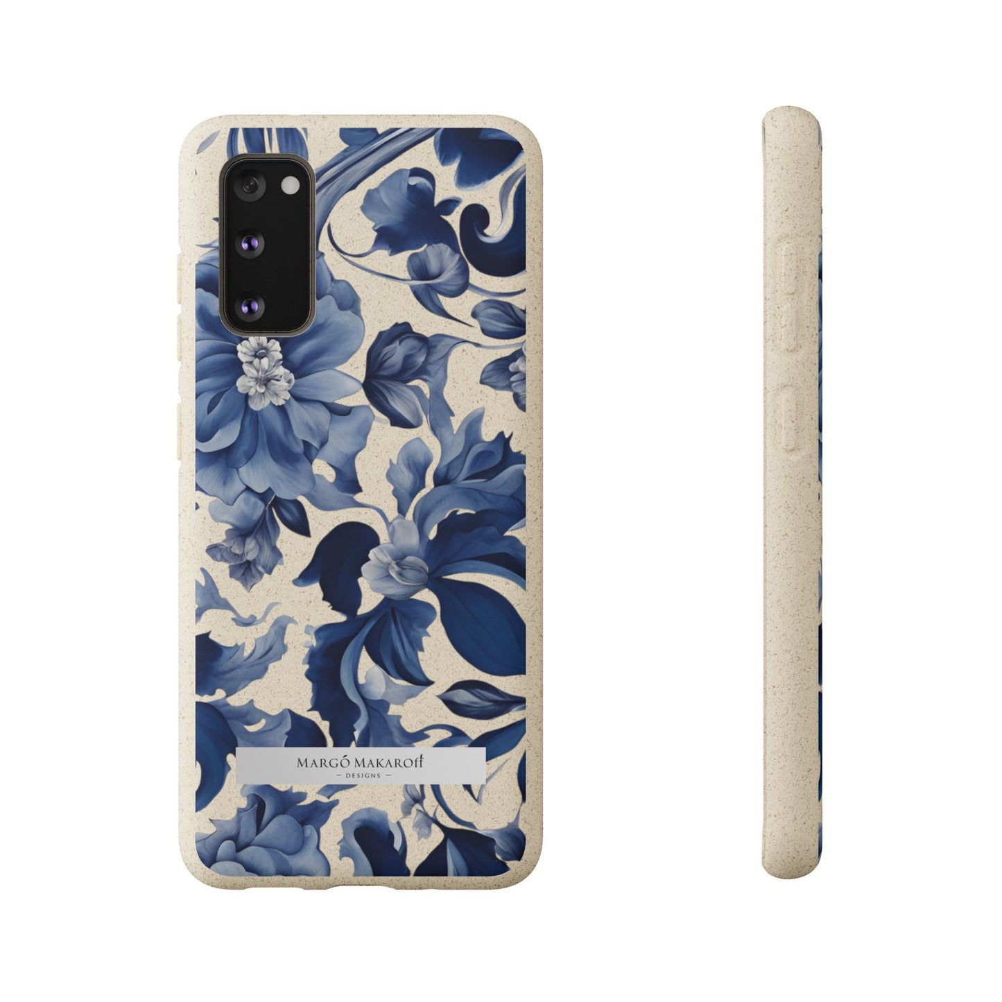 Blue Majolica Collection Biodegradable Phone Case - Eco-Friendly Style for Nature Lovers with Personalization by Margo Makaroff