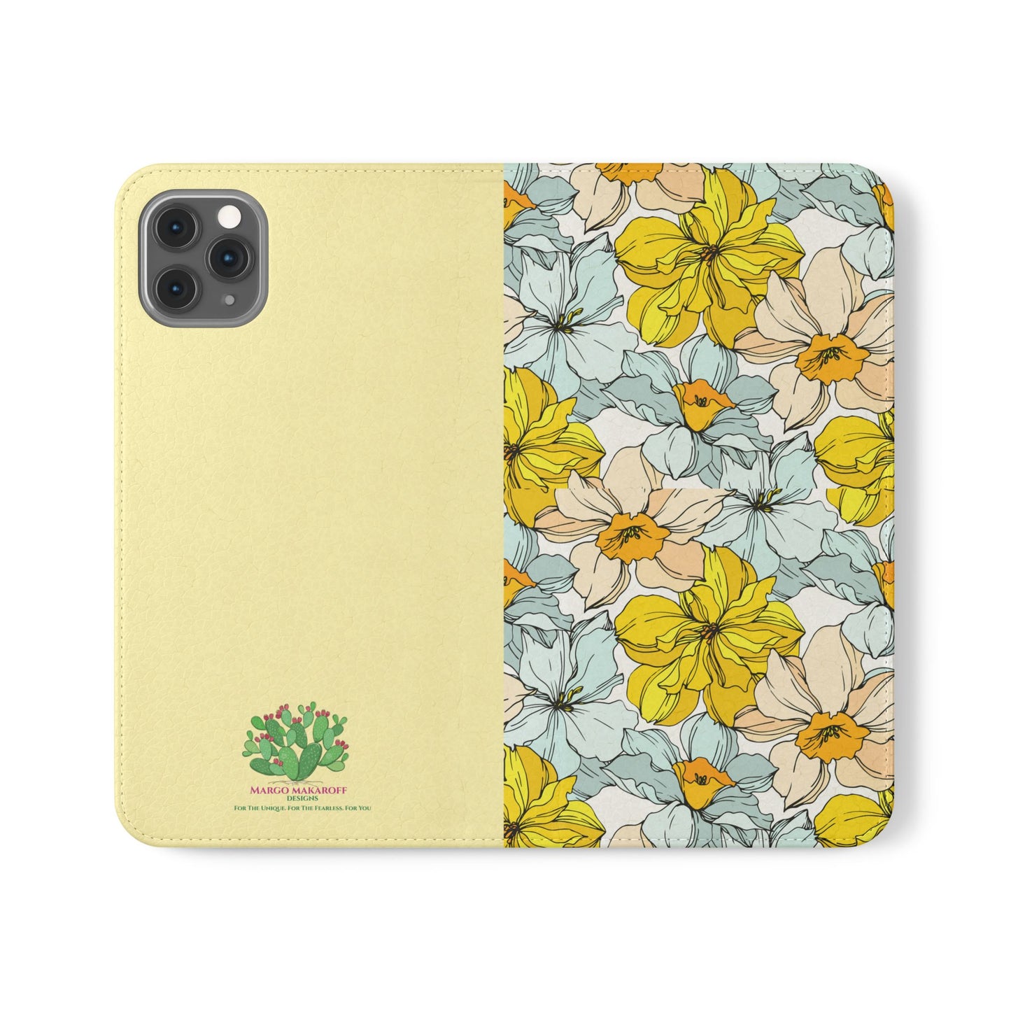 Floral with Pastel Yellow Wallet Case for iPhone & Android – Margo Makroff - Personalization Available