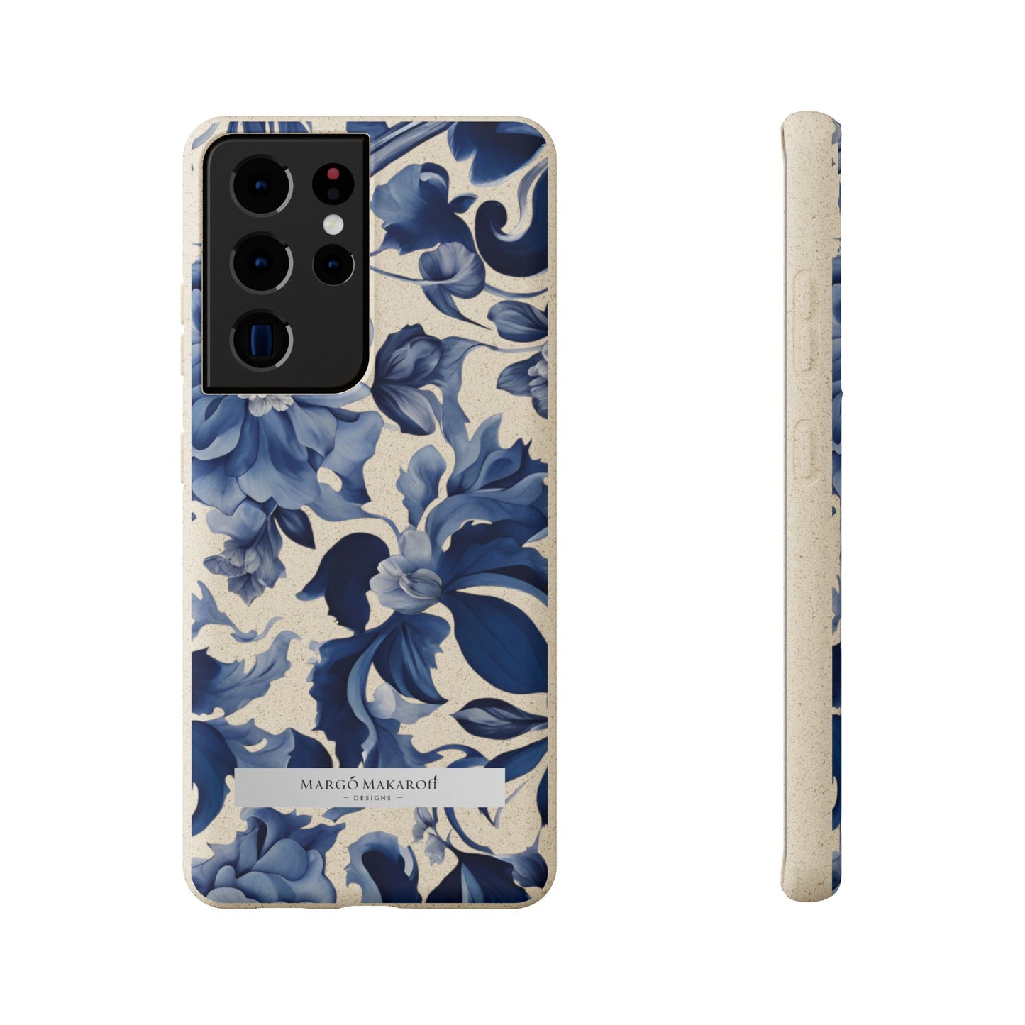 Blue Majolica Collection Biodegradable Phone Case - Eco-Friendly Style for Nature Lovers with Personalization by Margo Makaroff