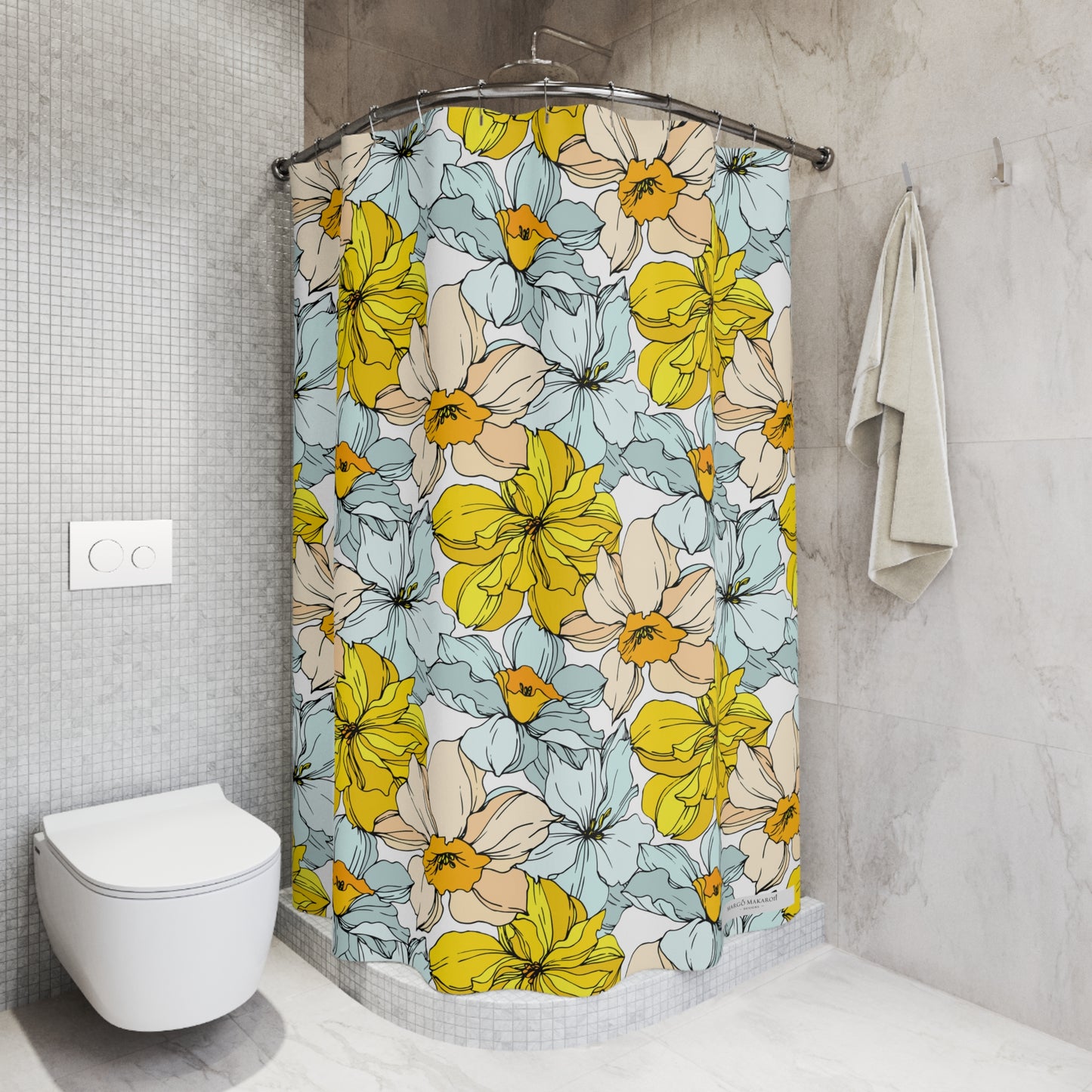 Elegant Floral Shower Curtain - Pastel Floral Pattern for Stylish Bathrooms with personalization by Margo Makaroff
