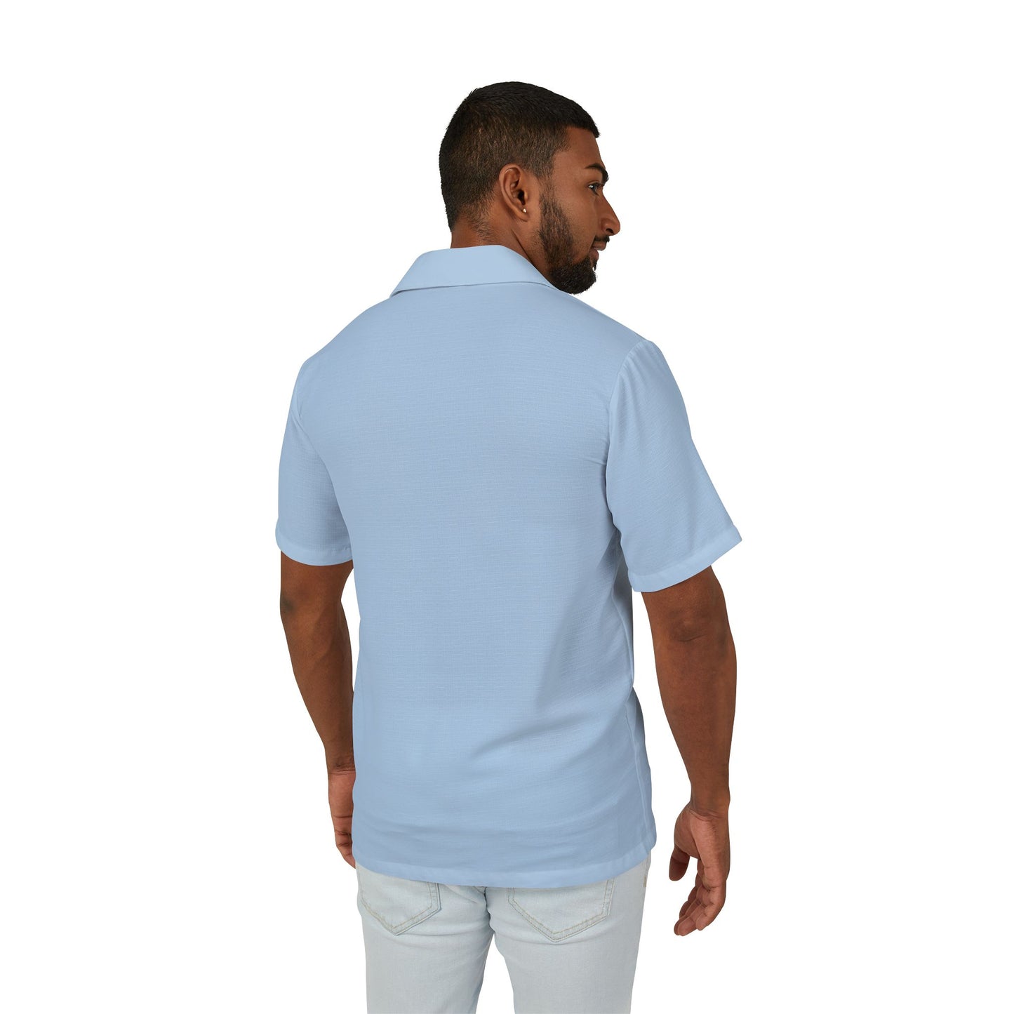 Men's Shirt - Pastel Blue with Floral Design by Margo Makaroff