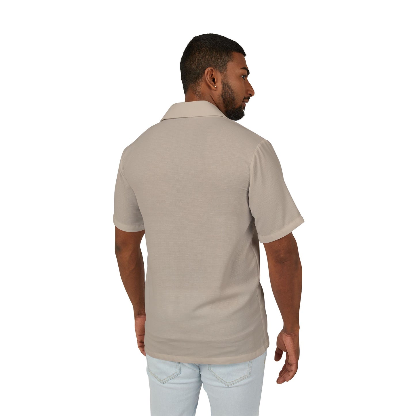 Men's Shirt - Pastel Beige with Floral Design by Margo Makaroff