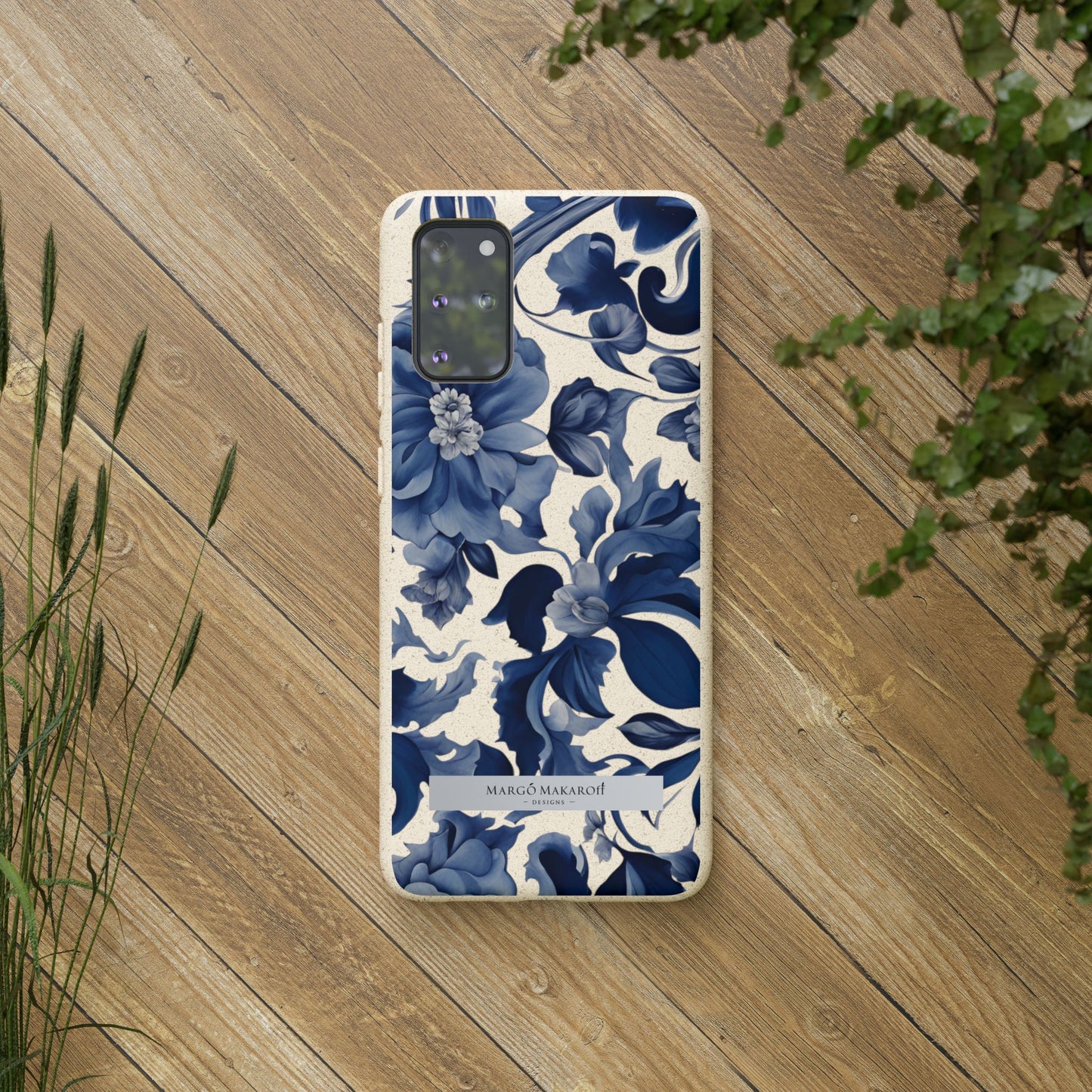 Blue Majolica Collection Biodegradable Phone Case - Eco-Friendly Style for Nature Lovers with Personalization by Margo Makaroff