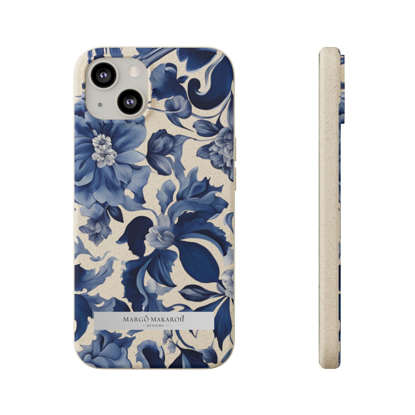 Blue Majolica Collection Biodegradable Phone Case - Eco-Friendly Style for Nature Lovers with Personalization by Margo Makaroff
