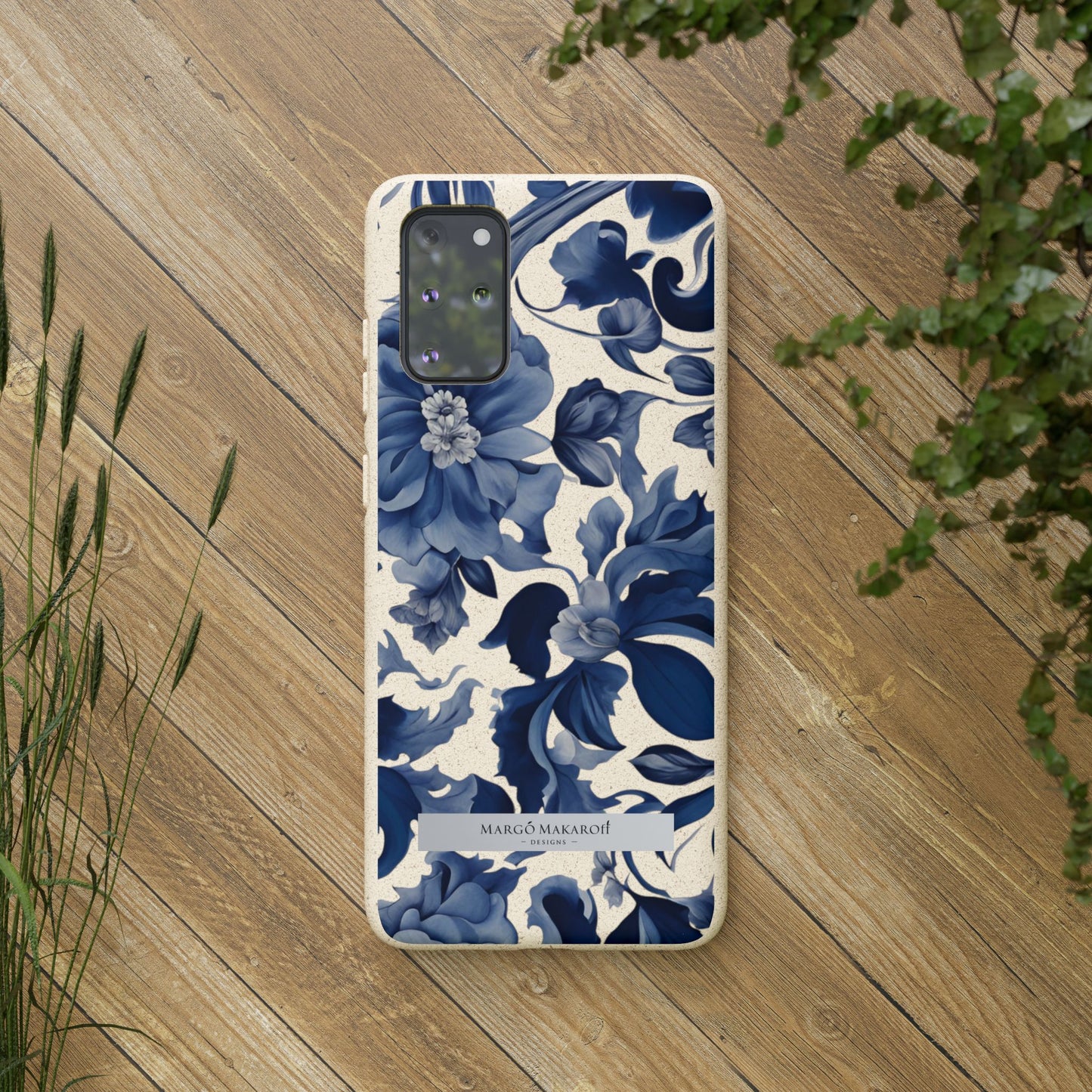 Blue Majolica Collection Biodegradable Phone Case - Eco-Friendly Style for Nature Lovers with Personalization by Margo Makaroff